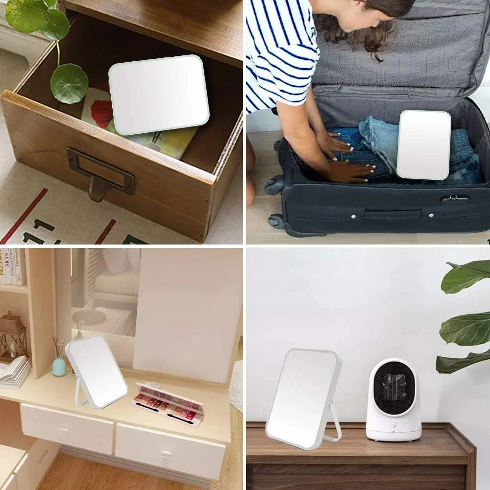 آینه آرایشی رومیزی، آینه تاشو قابل حمل 20 سانتی متری با پایه فلزی چرخش 90 درجه قابل تنظیم، آینه آرایش مسافرتی آویز حمام برای اصلاح و شیو (خاکستری) آینه آرایشی رومیزی، آینه تاشو قابل حمل 20 سانتی متری با پایه فلزی چرخش 90 درجه قابل تنظیم، آینه آرایش مسافرتی آویز حمام برای اصلاح و شیو (خاکستری)