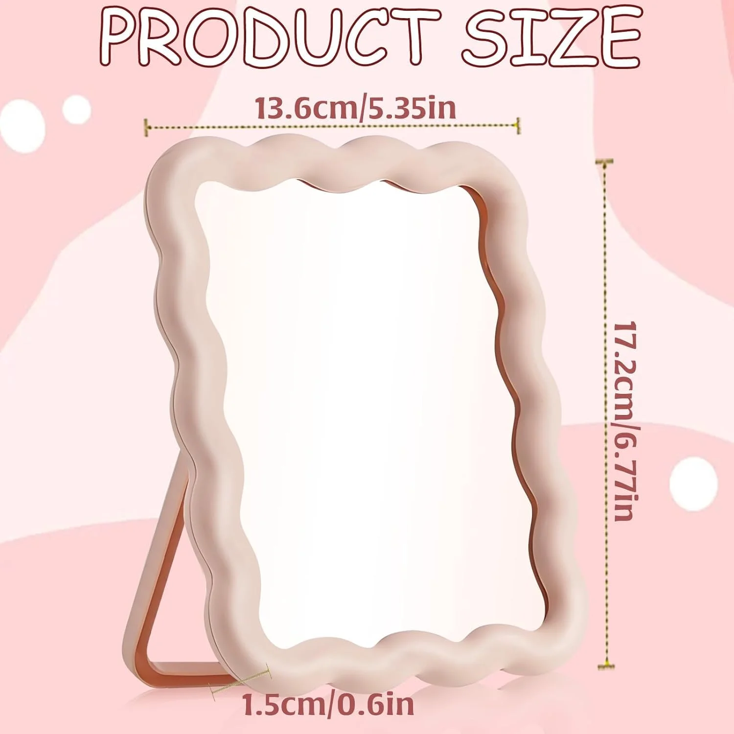 آینه آرایشی رومیزی تزووق طرح موجی، لوازم جانبی میز صورتی آینه تاشو قابل حمل برای میز، آینه مسافرتی برای زنان، قابل آویزان کردن و ایستاده (صورتی) آینه آرایشی رومیزی تزووق طرح موجی، لوازم جانبی میز صورتی آینه تاشو قابل حمل برای میز، آینه مسافرتی برای زنان، قابل آویزان کردن و ایستاده (صورتی)