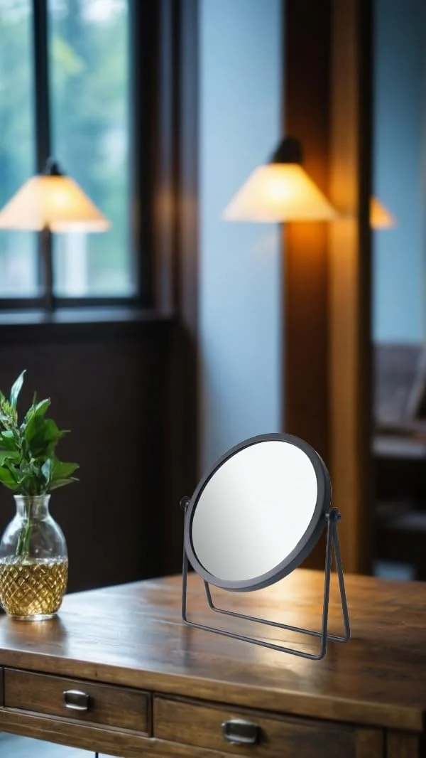 آینه آرایشی فلزی طرح قدیمی Sweet Seven - آینه رومیزی گرد یک طرفه برای میز آرایش، میز توالت و میز کار - 16.5 سانتی متر، مشکی آینه آرایشی فلزی طرح قدیمی Sweet Seven - آینه رومیزی گرد یک طرفه برای میز آرایش، میز توالت و میز کار - 16.5 سانتی متر، مشکی