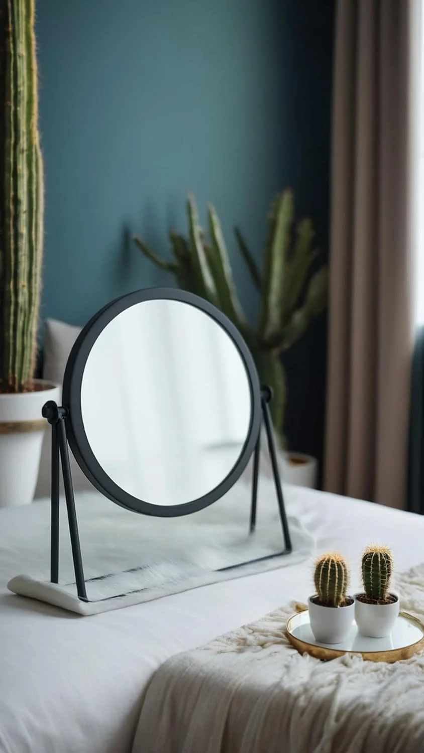 آینه آرایشی فلزی طرح قدیمی Sweet Seven - آینه رومیزی گرد یک طرفه برای میز آرایش، میز توالت و میز کار - 16.5 سانتی متر، مشکی آینه آرایشی فلزی طرح قدیمی Sweet Seven - آینه رومیزی گرد یک طرفه برای میز آرایش، میز توالت و میز کار - 16.5 سانتی متر، مشکی