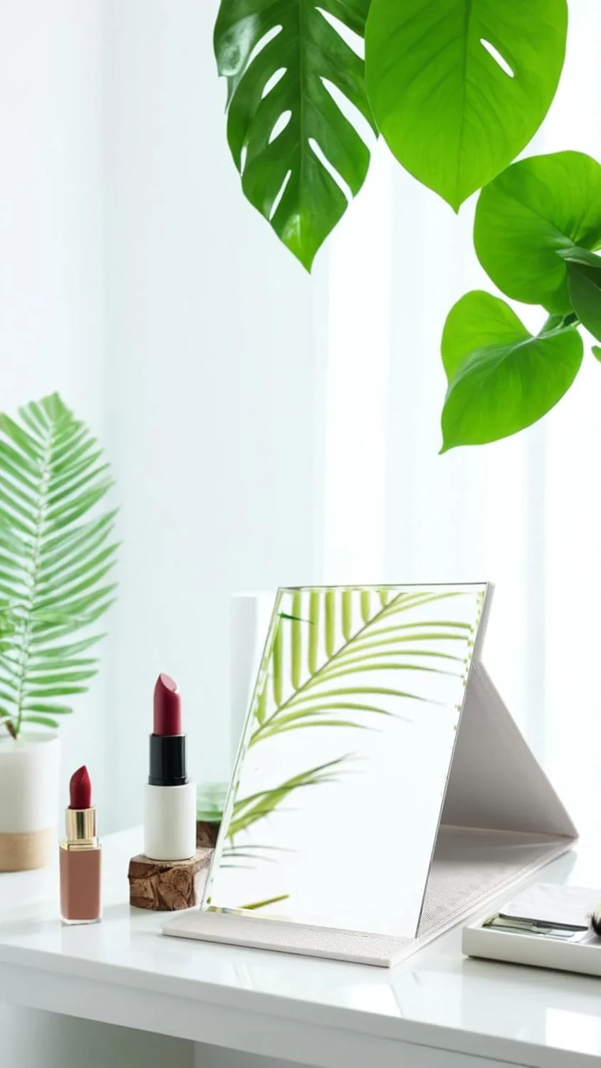 آینه تاشو قابل حمل Sweet seven - آینه آرایشی فشرده Super HD با چرم PU سفید - آینه های رومیزی تاشو آینه تاشو قابل حمل Sweet seven - آینه آرایشی فشرده Super HD با چرم PU سفید - آینه های رومیزی تاشو