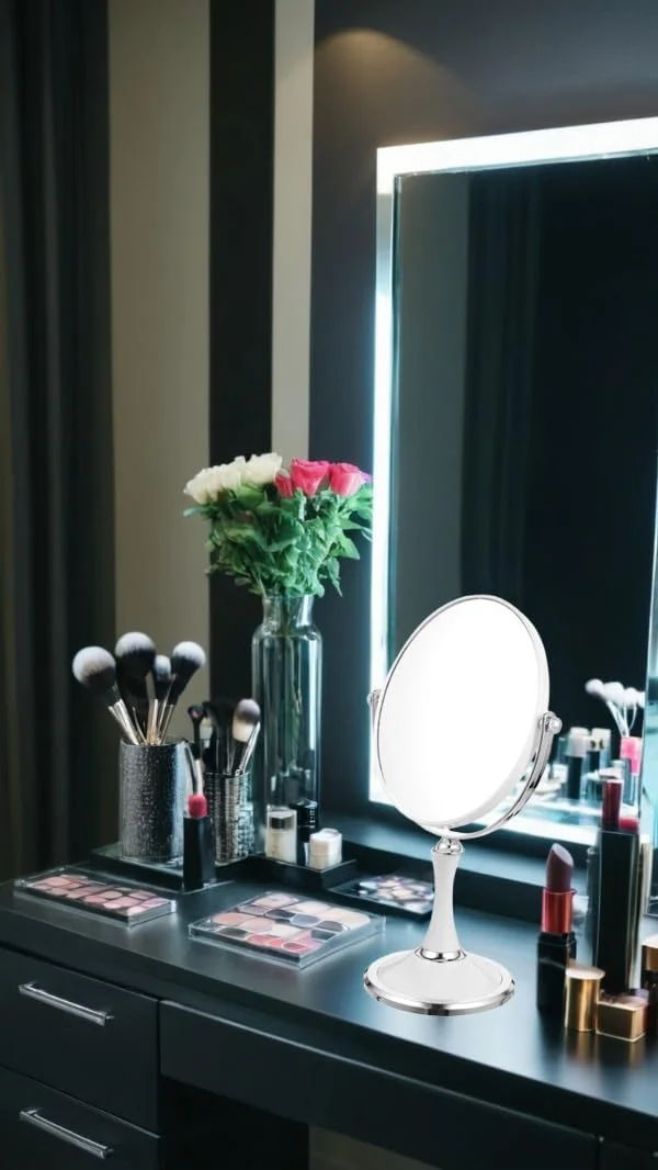 آینه رومیزی وینتیج Sweet Seven با پایه - آینه رومیزی دو طرفه چرخان با بزرگنمایی 1X/3X - سبک نقره ای با ارتفاع 33 سانتی متر، آینه آرایشی رومیزی (بیضی) آینه رومیزی وینتیج Sweet Seven با پایه - آینه رومیزی دو طرفه چرخان با بزرگنمایی 1X/3X - سبک نقره ای با ارتفاع 33 سانتی متر، آینه آرایشی رومیزی (بیضی)