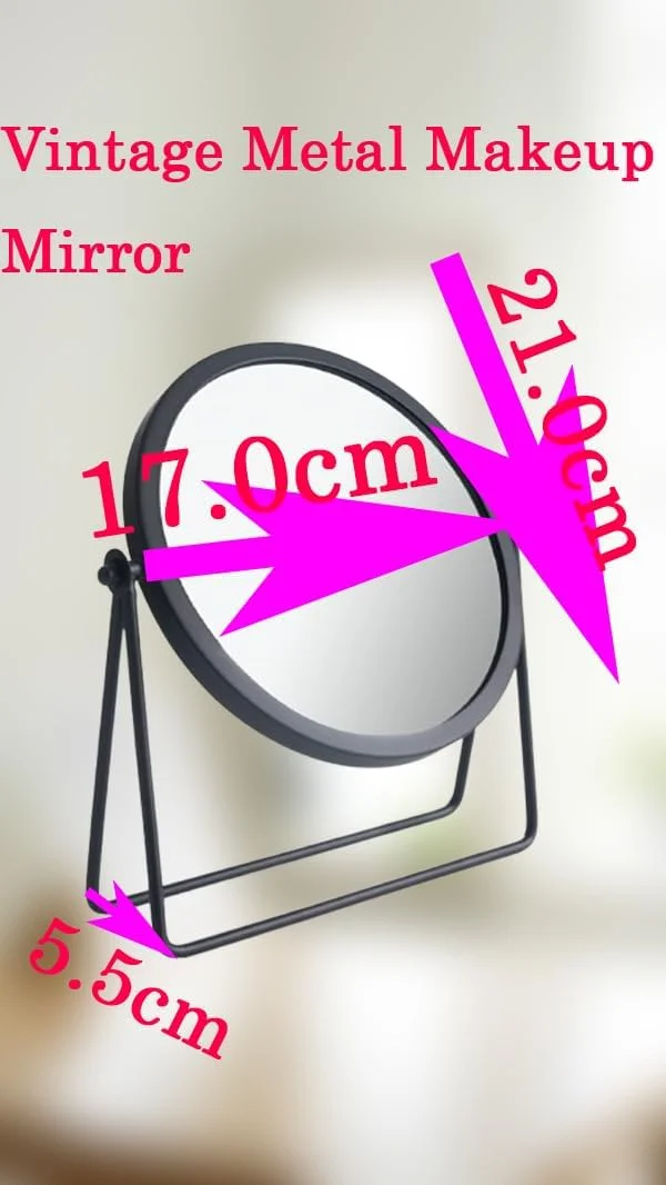 آینه آرایشی فلزی طرح قدیمی Sweet Seven - آینه رومیزی گرد یک طرفه برای میز آرایش، میز توالت و میز کار - 16.5 سانتی متر، مشکی آینه آرایشی فلزی طرح قدیمی Sweet Seven - آینه رومیزی گرد یک طرفه برای میز آرایش، میز توالت و میز کار - 16.5 سانتی متر، مشکی