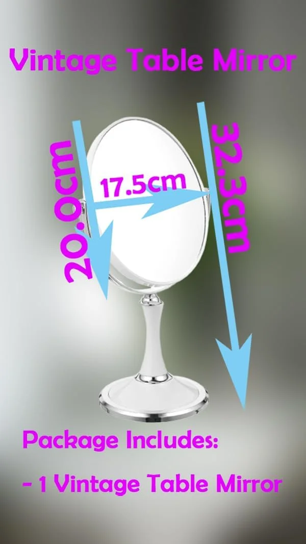 آینه رومیزی وینتیج Sweet Seven با پایه - آینه رومیزی دو طرفه چرخان با بزرگنمایی 1X/3X - سبک نقره ای با ارتفاع 33 سانتی متر، آینه آرایشی رومیزی (بیضی) آینه رومیزی وینتیج Sweet Seven با پایه - آینه رومیزی دو طرفه چرخان با بزرگنمایی 1X/3X - سبک نقره ای با ارتفاع 33 سانتی متر، آینه آرایشی رومیزی (بیضی)