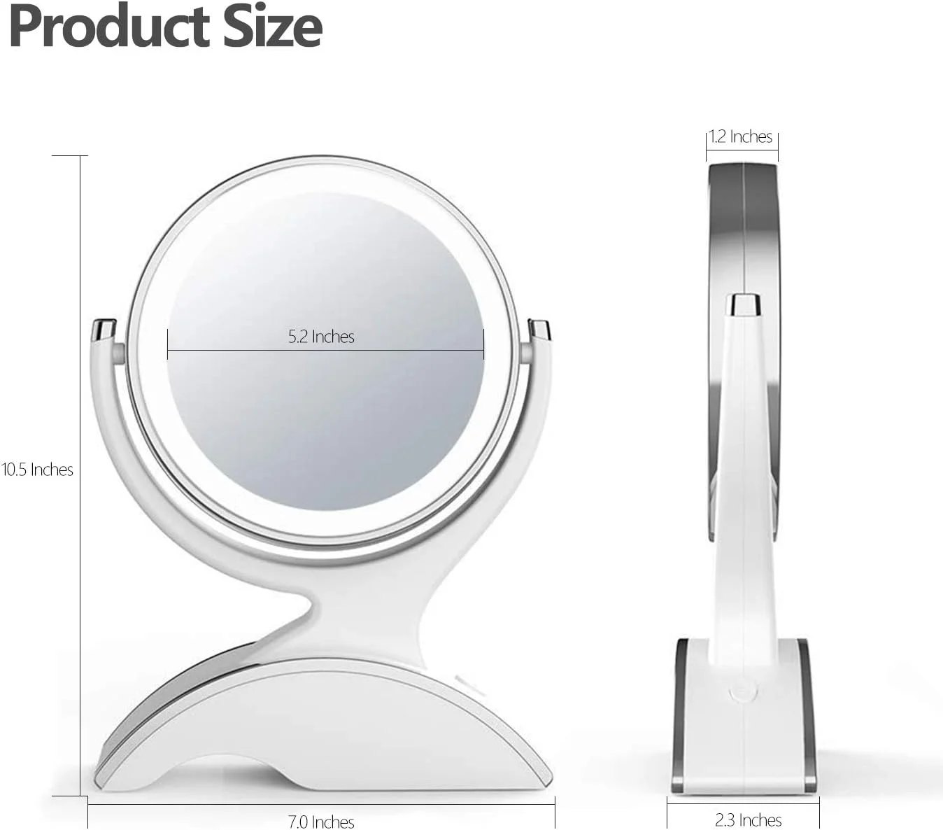 آینه آرایشی دو طرفه 360 درجه برف دانه ای با بزرگنمایی (سفید) آینه آرایشی دو طرفه 360 درجه برف دانه ای با بزرگنمایی (سفید)