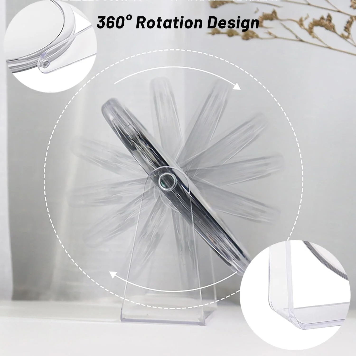 آینه آرایشی بزرگنمایی SPNOR، آینه دو طرفه اصلاح صورت مناسب حمام، چرخش 360 درجه، مناسب میز آرایش، آینه دایره ای برای حالت دادن به مو، زیبایی یا برداشتن ابرو