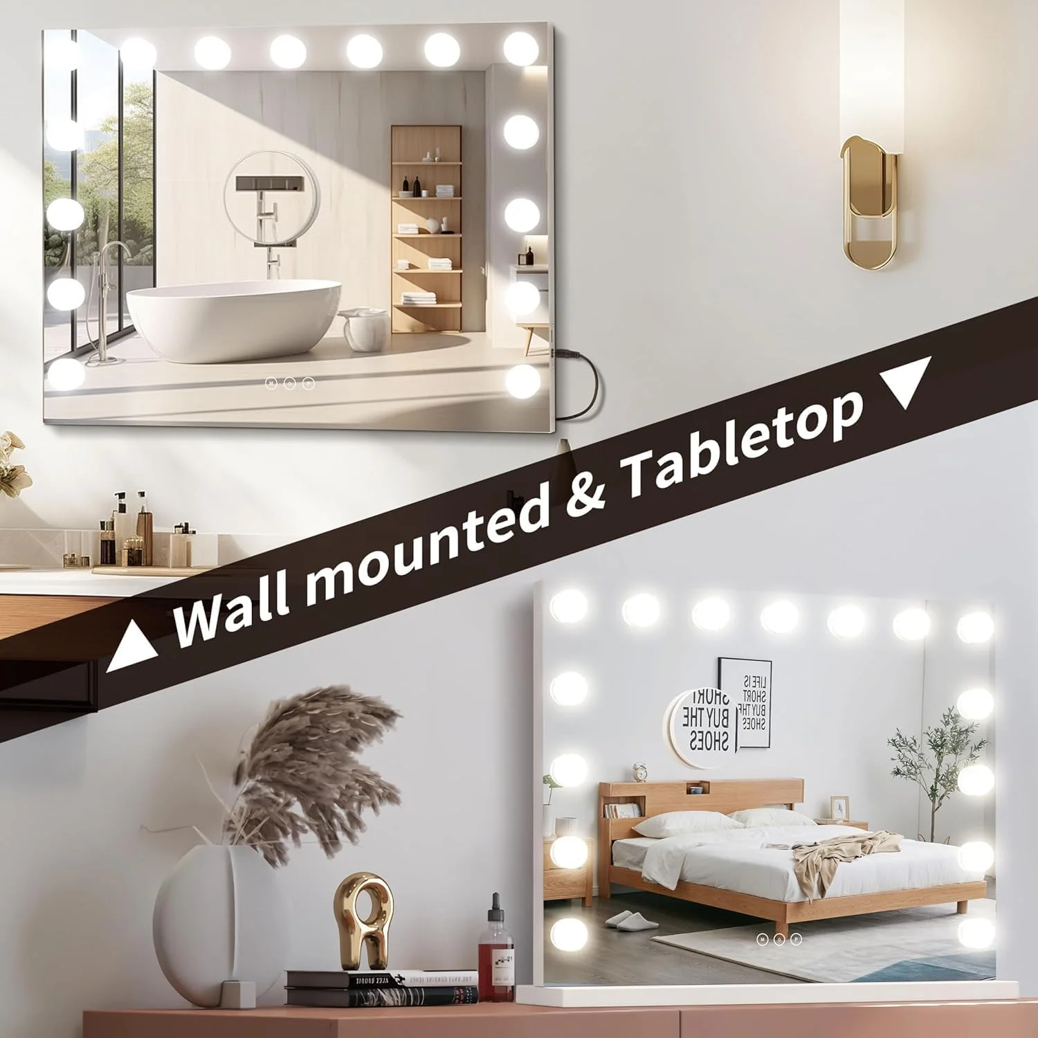 آینه آرایشی چراغ دار ST، 58cm x 46cm، آینه گریم چراغ دار، 15 لامپ LED با قابلیت تنظیم نور، 3 حالت نورپردازی رنگی، پورت شارژ USB، کنترل لمسی، قاب فلزی سفید محکم آینه آرایشی چراغ دار ST، 58cm x 46cm، آینه گریم چراغ دار، 15 لامپ LED با قابلیت تنظیم نور، 3 حالت نورپردازی رنگی، پورت شارژ USB، کنترل لمسی، قاب فلزی سفید محکم