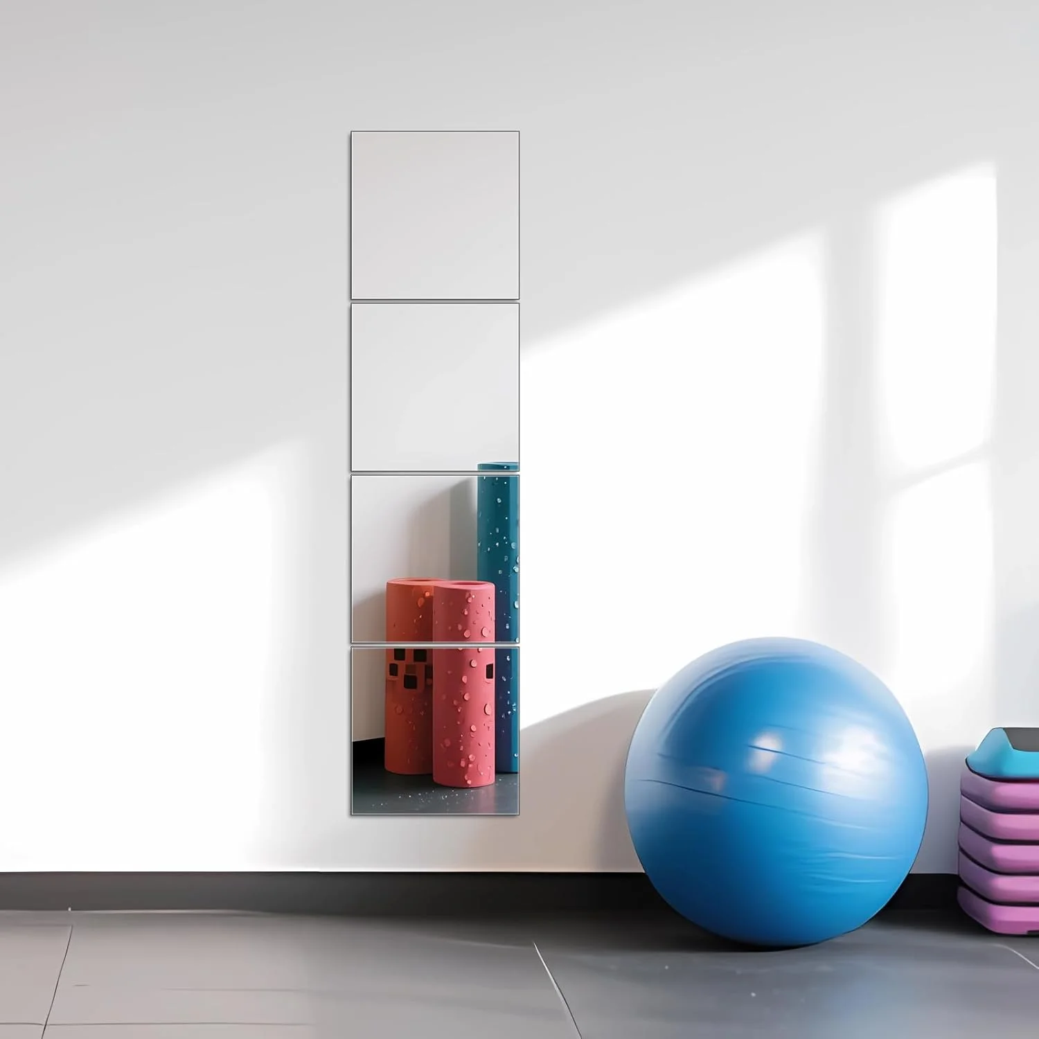 کاشی آینه قدی Ruomeng - مجموعه آینه دیواری بدون قاب 30 سانتی متر، 4 عدد، آینه آرایش برای باشگاه خانگی، روشویی، اتاق خواب، اتاق نشیمن