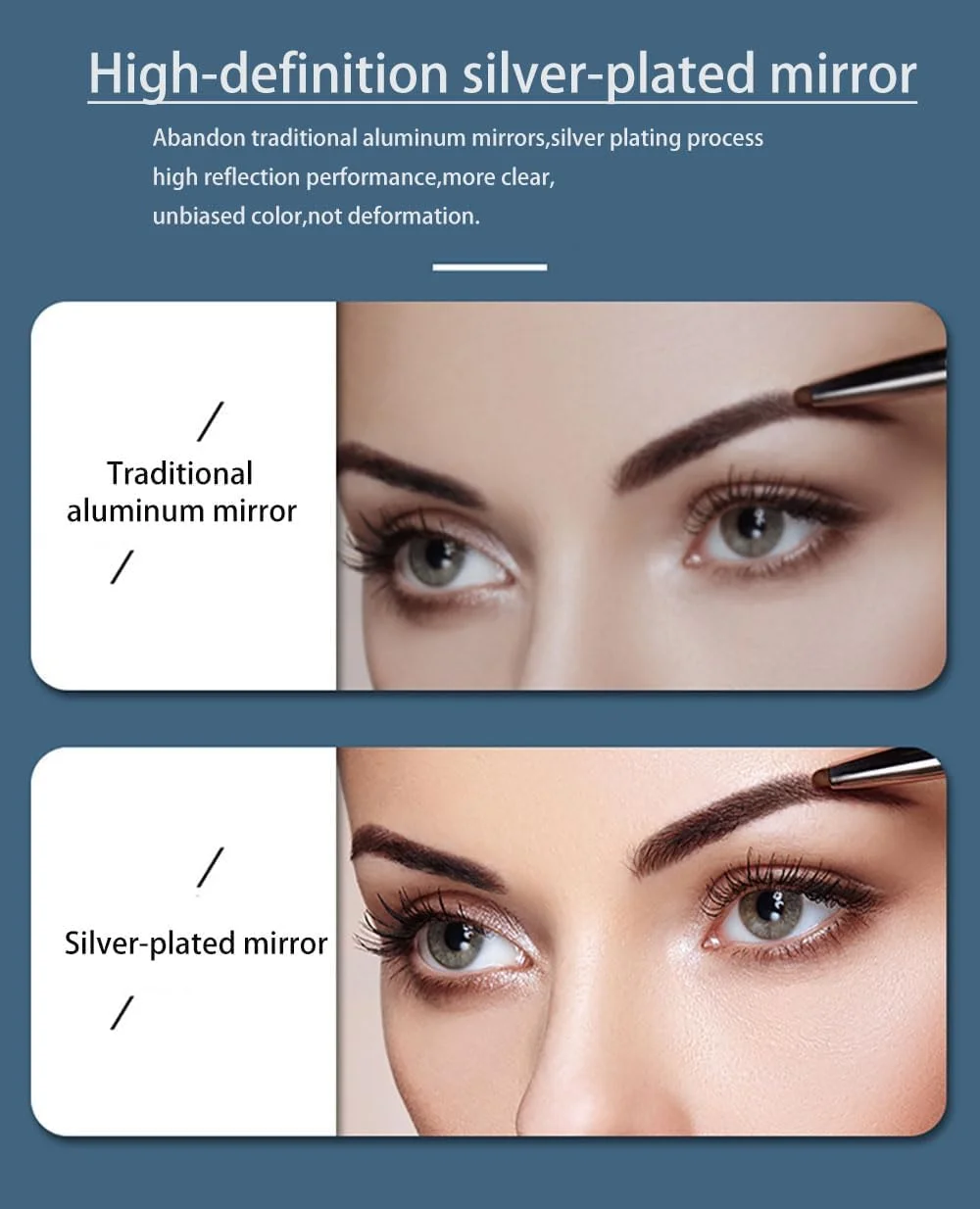 آینه آرایشی چراغ دار NALACAL با بزرگنمایی 1x/10x، آینه رومیزی قابل تنظیم، آینه آرایشی چراغ دار با 3 رنگ نور و بزرگنمایی، آینه آرایشی دو طرفه چرخشی 360 درجه قابل شارژ آینه آرایشی چراغ دار NALACAL با بزرگنمایی 1x/10x، آینه رومیزی قابل تنظیم، آینه آرایشی چراغ دار با 3 رنگ نور و بزرگنمایی، آینه آرایشی دو طرفه چرخشی 360 درجه قابل شارژ