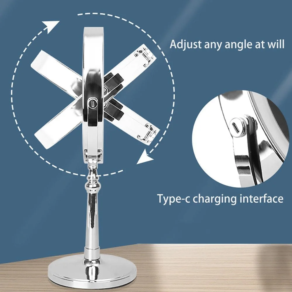 آینه آرایشی چراغ دار NALACAL با بزرگنمایی 1x/10x، آینه رومیزی قابل تنظیم، آینه آرایشی چراغ دار با 3 رنگ نور و بزرگنمایی، آینه آرایشی دو طرفه چرخشی 360 درجه قابل شارژ آینه آرایشی چراغ دار NALACAL با بزرگنمایی 1x/10x، آینه رومیزی قابل تنظیم، آینه آرایشی چراغ دار با 3 رنگ نور و بزرگنمایی، آینه آرایشی دو طرفه چرخشی 360 درجه قابل شارژ