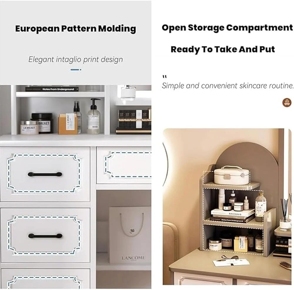 میز آرایش چند منظوره با آینه LED و صندلی 80 سانتی متر میز آرایش چند منظوره با آینه LED و صندلی 80 سانتی متر