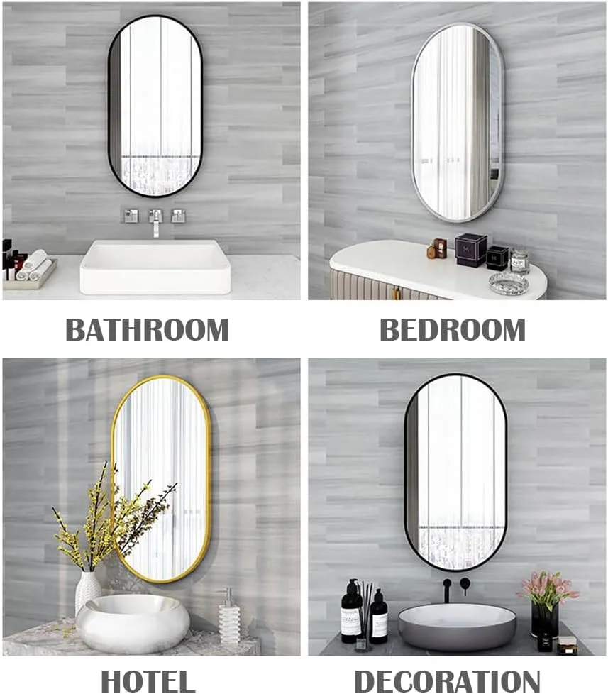 آینه حمام MUMOO BEAR، آینه بیضی دیواری با قاب فلزی برای آرایش، آینه دیواری مدرن برای حمام، راهرو، دکور دیوار اتاق نشیمن (طلایی، 51 * 83 سانتی متر) آینه حمام MUMOO BEAR، آینه بیضی دیواری با قاب فلزی برای آرایش، آینه دیواری مدرن برای حمام، راهرو، دکور دیوار اتاق نشیمن (طلایی، 51 * 83 سانتی متر)