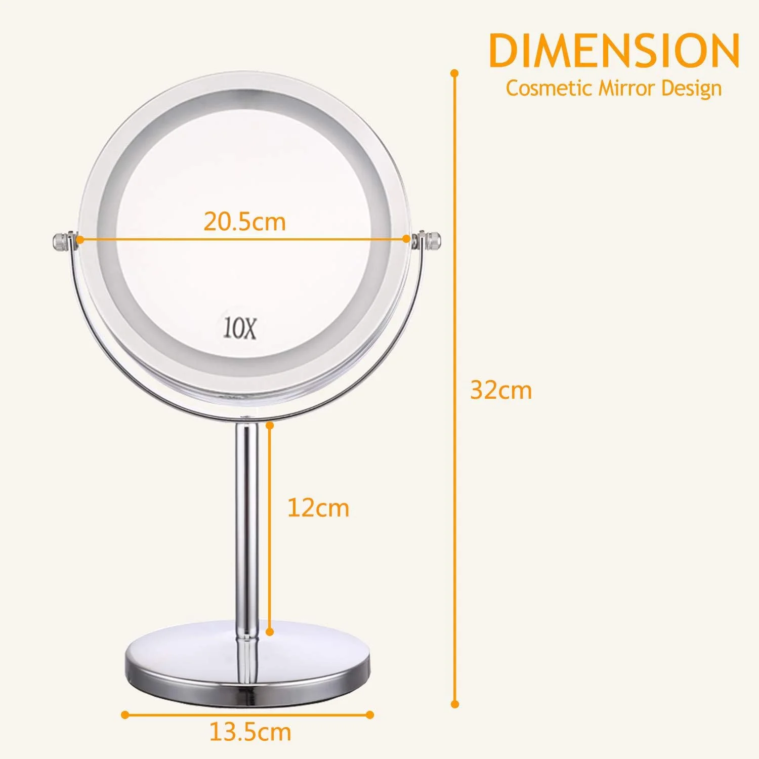 آینه آرایشی چراغ دار مامو خرسه - آینه رومیزی ال ای دی 7 اینچی با بزرگنمایی 10 برابر، دو طرفه چرخان، روکش کروم، نقره ای، B07VC98XPT آینه آرایشی چراغ دار مامو خرسه - آینه رومیزی ال ای دی 7 اینچی با بزرگنمایی 10 برابر، دو طرفه چرخان، روکش کروم، نقره ای، B07VC98XPT