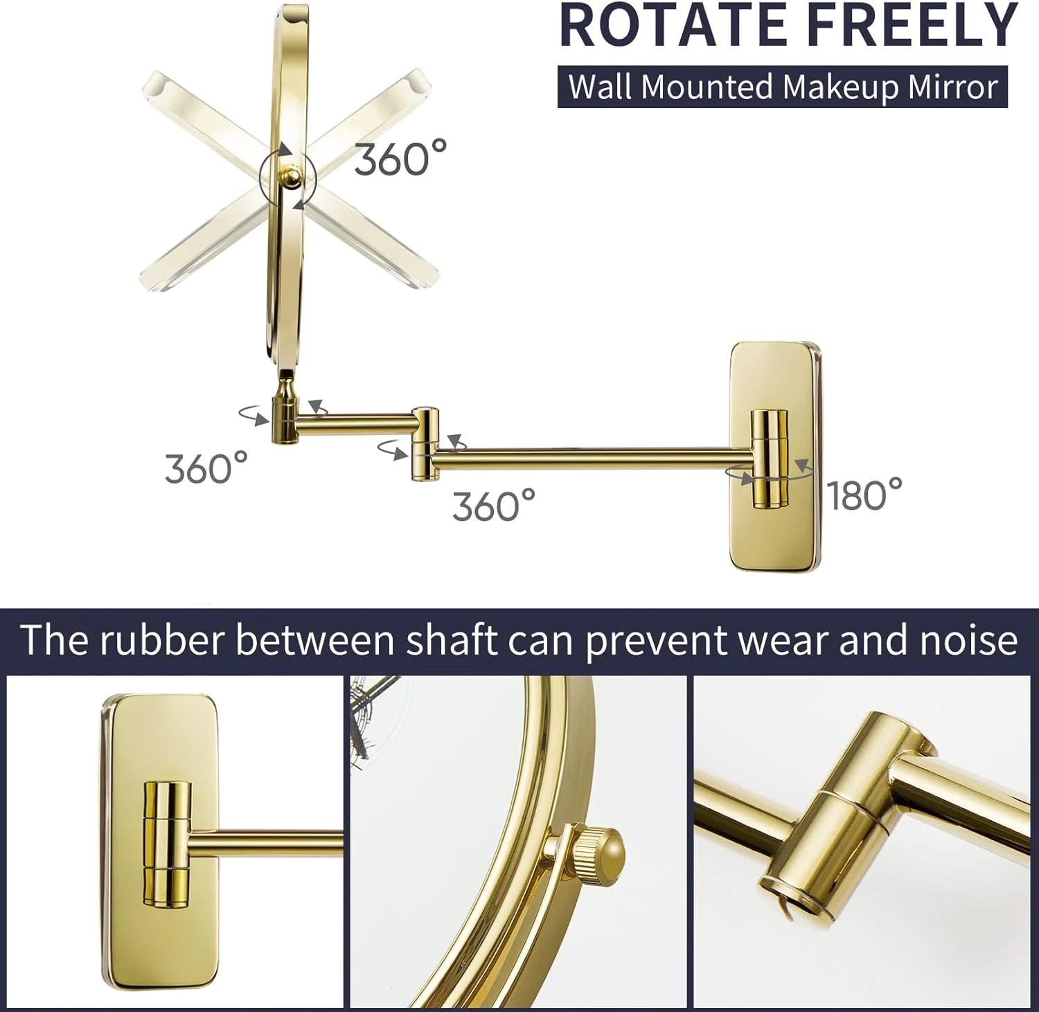 آینه آرایشی Nicesail، آینه بزرگنمایی 7X دیواری، آینه روشویی برای حمام، چرخان و قابل گسترش، جنس برنج و استیل 304 برای هتل یا خانه، روکش طلایی (8 اینچ، 7X) آینه آرایشی Nicesail، آینه بزرگنمایی 7X دیواری، آینه روشویی برای حمام، چرخان و قابل گسترش، جنس برنج و استیل 304 برای هتل یا خانه، روکش طلایی (8 اینچ، 7X)
