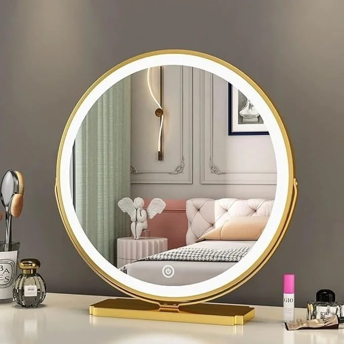 Modern Makeup Vanity Table with Mirror and Chair, Dressing Table with 2 Drawers and Gold Metal Frame, Bedroom Vanity Desk for Women and Girls – Stylish Design (3, Oval) Sky Over Gray Color Modern Makeup Vanity Table with Mirror and Chair, Dressing Table with 2 Drawers and Gold Metal Frame, Bedroom Vanity Desk for Women and Girls – Stylish Design (3, Oval) Sky Over Gray Color