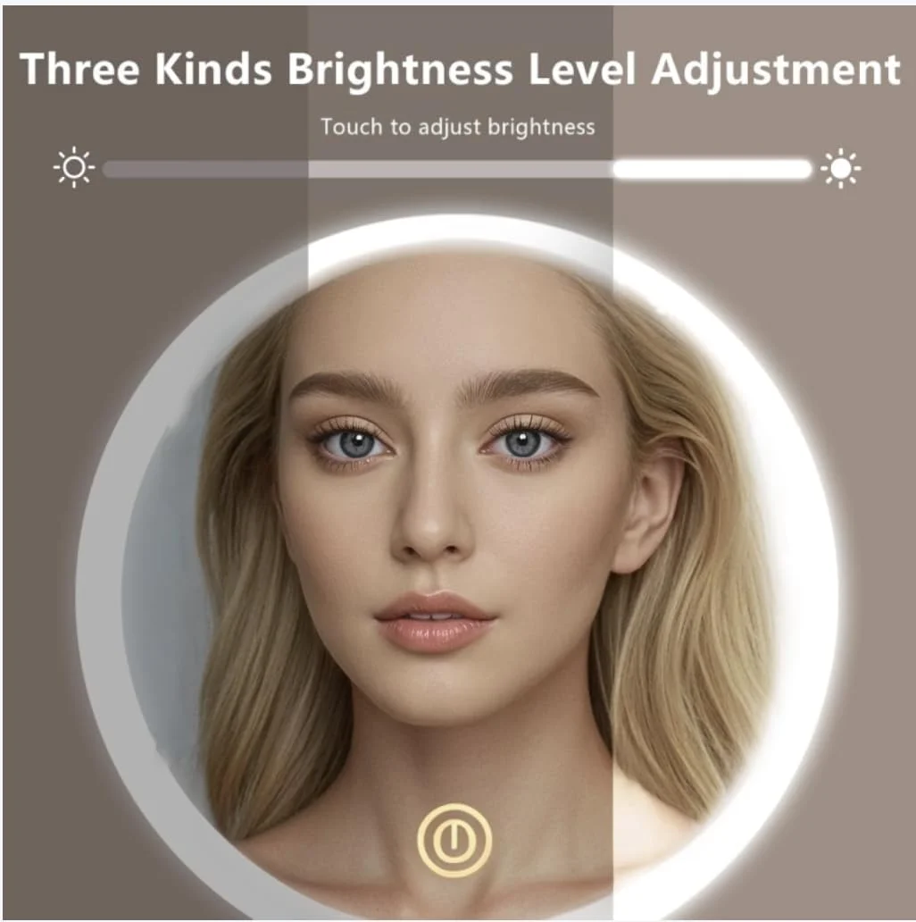 آینه با چراغ، آینه آرایشی با صفحه لمسی چرخش 360 درجه، قابل شارژ 1000 میلی آمپر ساعتی، با آینه LED با روشنایی قابل تنظیم 3 سطح، هدیه زنانه (سفید) آینه با چراغ، آینه آرایشی با صفحه لمسی چرخش 360 درجه، قابل شارژ 1000 میلی آمپر ساعتی، با آینه LED با روشنایی قابل تنظیم 3 سطح، هدیه زنانه (سفید)