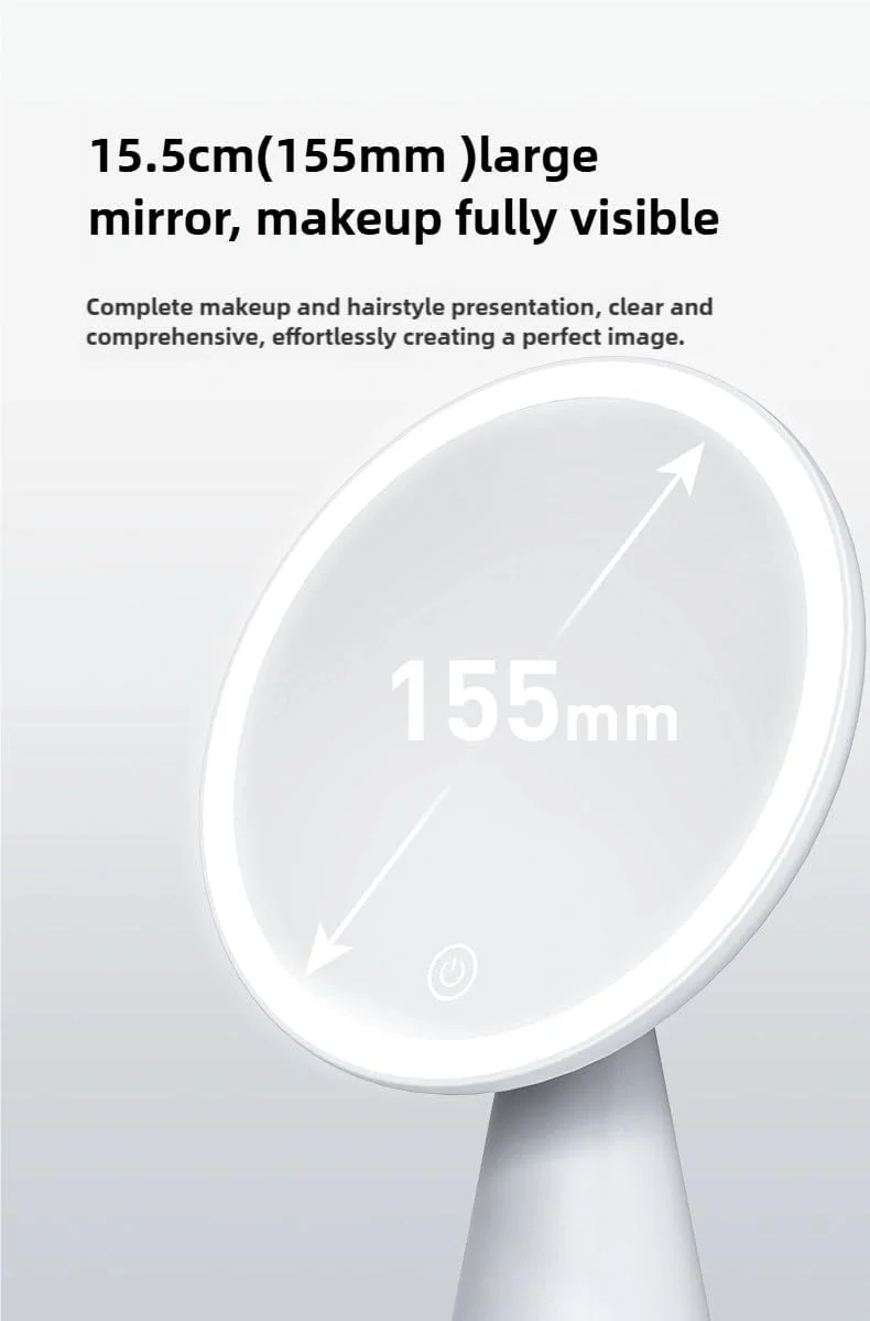 آینه با چراغ، آینه آرایشی با صفحه لمسی چرخش 360 درجه، قابل شارژ 1000 میلی آمپر ساعتی، با آینه LED با روشنایی قابل تنظیم 3 سطح، هدیه زنانه (سفید) آینه با چراغ، آینه آرایشی با صفحه لمسی چرخش 360 درجه، قابل شارژ 1000 میلی آمپر ساعتی، با آینه LED با روشنایی قابل تنظیم 3 سطح، هدیه زنانه (سفید)