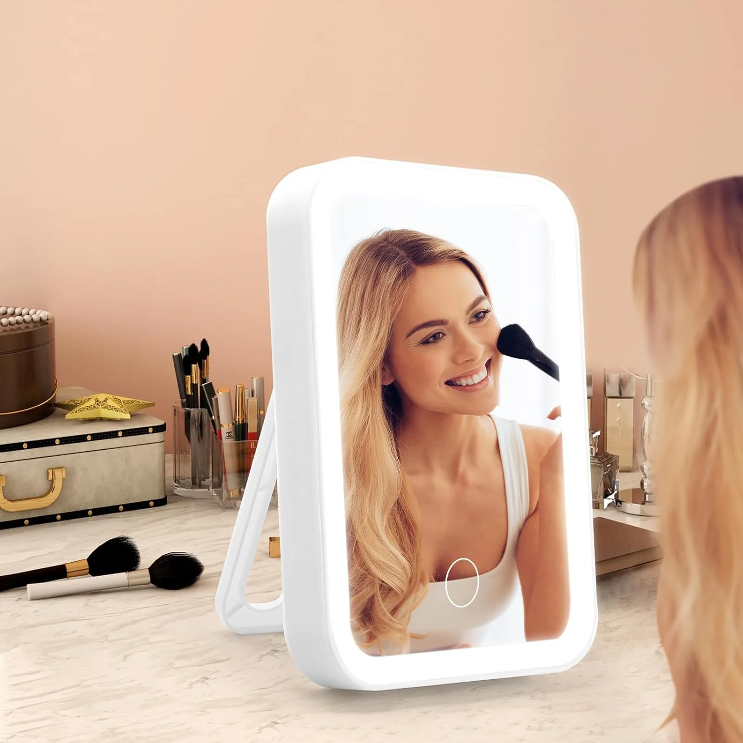 آینه آرایشی چراغ دار، آینه رومیزی شارژی با چراغ، آینه آرایشی با نور قابل تنظیم و کم نور شدن تدریجی با 3 رنگ، آینه آرایشی قابل حمل با کنترل لمسی برای مسافرت، هدیه برای زنان و دختران آینه آرایشی چراغ دار، آینه رومیزی شارژی با چراغ، آینه آرایشی با نور قابل تنظیم و کم نور شدن تدریجی با 3 رنگ، آینه آرایشی قابل حمل با کنترل لمسی برای مسافرت، هدیه برای زنان و دختران