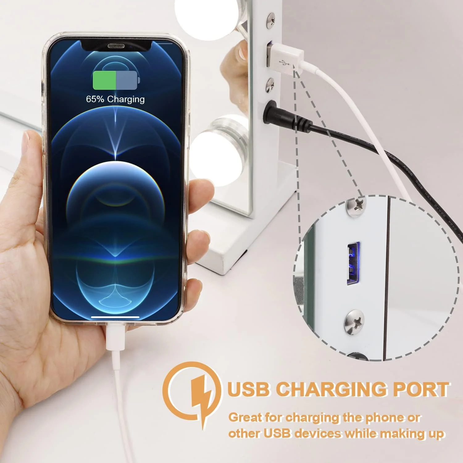 آینه آرایشی Kottova با 15 لامپ LED دیمر دار، آینه آرایش با 3 رنگ نور، پورت شارژ USB، آینه بزرگ هالیوودی با چراغ، بزرگنمایی 10 برابر جداشدنی، کنترل لمسی آینه آرایشی Kottova با 15 لامپ LED دیمر دار، آینه آرایش با 3 رنگ نور، پورت شارژ USB، آینه بزرگ هالیوودی با چراغ، بزرگنمایی 10 برابر جداشدنی، کنترل لمسی