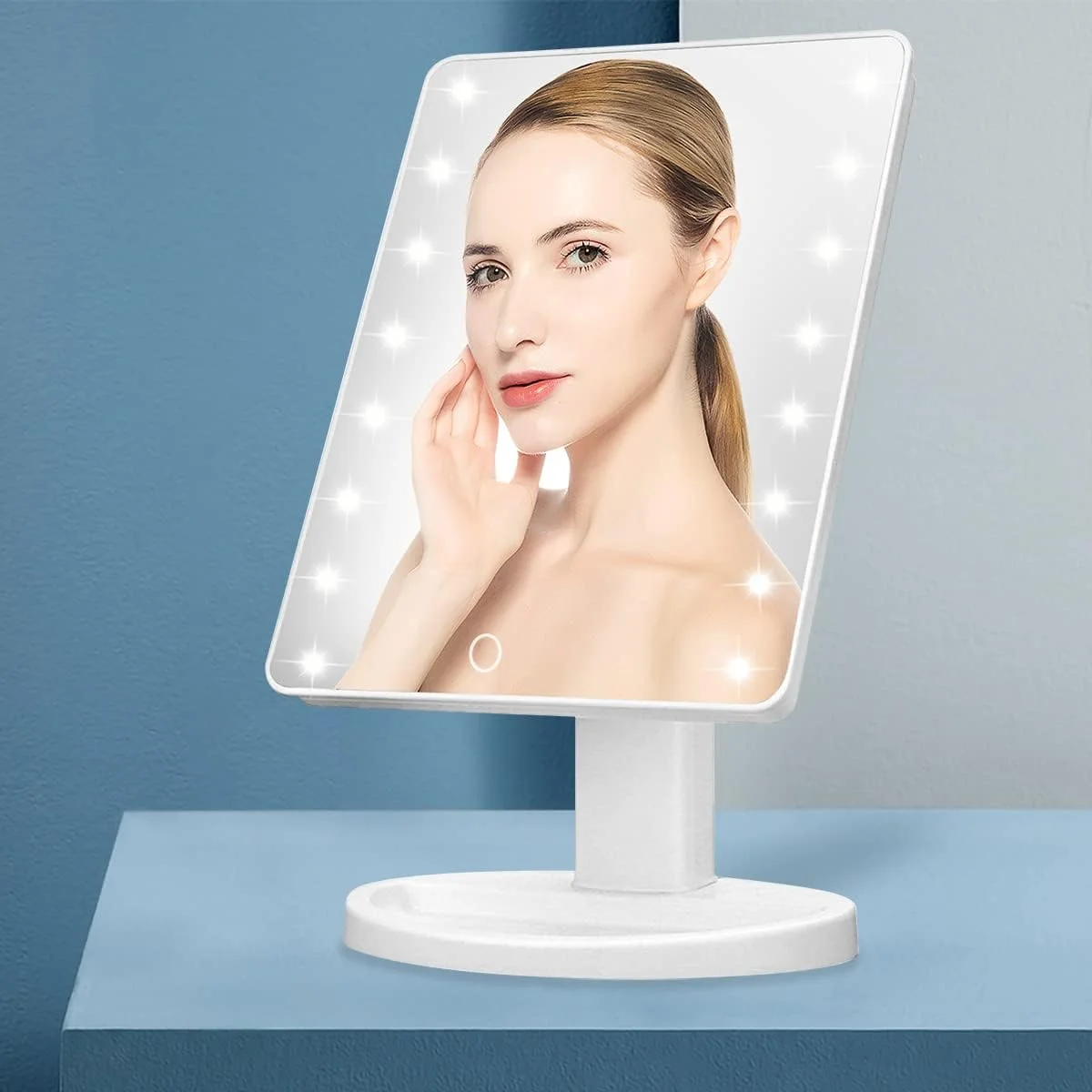 آینه آرایشی چراغ دار KOOKIN با 16 چراغ LED، چرخش آزاد 180 درجه، صفحه لمسی، روشنایی قابل تنظیم، منبع تغذیه دوگانه باتری USB، آینه زیبایی حمام (سفید) آینه آرایشی چراغ دار KOOKIN با 16 چراغ LED، چرخش آزاد 180 درجه، صفحه لمسی، روشنایی قابل تنظیم، منبع تغذیه دوگانه باتری USB، آینه زیبایی حمام (سفید)
