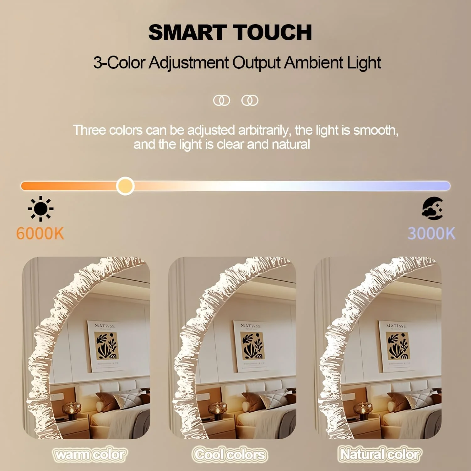 آینه آرایشی FOREENIU با نور، آینه آرایش LED، آینه گرد LED با قاب گل خاص، 53x53 سانتی متر با قابلیت تنظیم 3 رنگ نور برای اتاق خواب، میز آرایش، هدیه تولد برای زنان آینه آرایشی FOREENIU با نور، آینه آرایش LED، آینه گرد LED با قاب گل خاص، 53x53 سانتی متر با قابلیت تنظیم 3 رنگ نور برای اتاق خواب، میز آرایش، هدیه تولد برای زنان