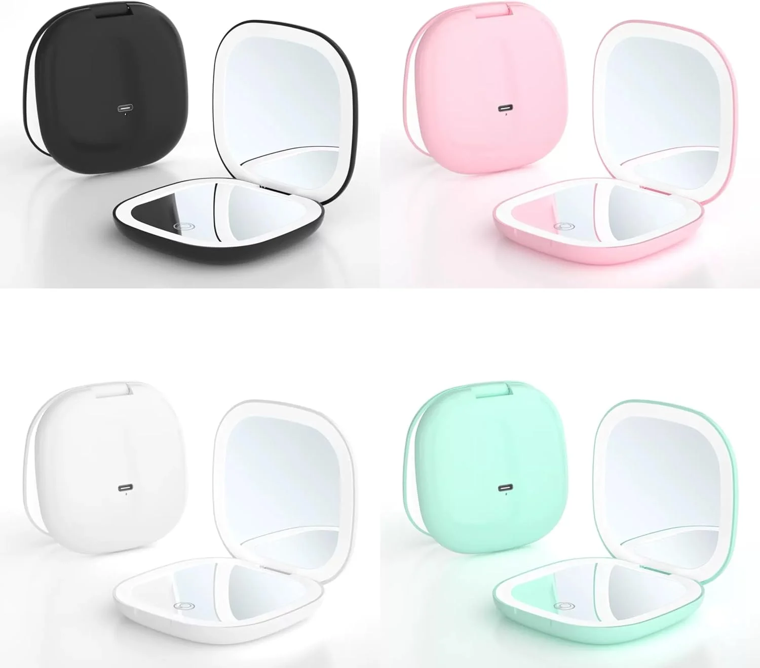 آینه آرایشی LED دو طرفه قابل حمل فرنار با نورپردازی 3 رنگ، چرخش 360 درجه بزرگنمایی 5 برابر، آینه مسافرتی قابل شارژ USB برای زنان، آینه رومیزی جمع و جور (صورتی/مشکی/سبز/سفید) (مشکی) آینه آرایشی LED دو طرفه قابل حمل فرنار با نورپردازی 3 رنگ، چرخش 360 درجه بزرگنمایی 5 برابر، آینه مسافرتی قابل شارژ USB برای زنان، آینه رومیزی جمع و جور (صورتی/مشکی/سبز/سفید) (مشکی)