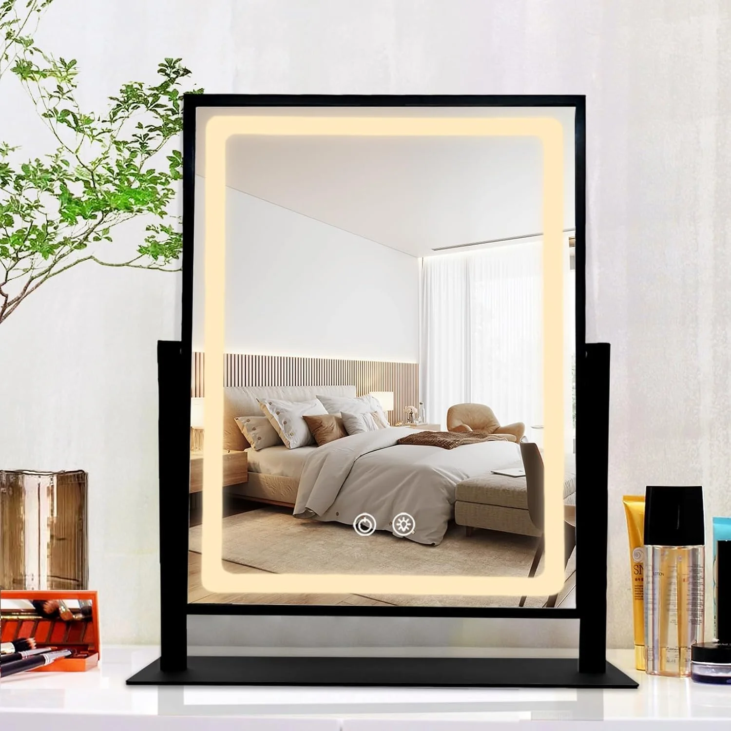 آینه آرایشی شارژی BLC با ابعاد 30x41 سانتی متر، دارای چراغ، آینه آرایشی LED، بزرگنمایی 10 برابر، 3 حالت نور قابل تنظیم، کنترل لمسی، چرخش 360 درجه (مشکی) آینه آرایشی شارژی BLC با ابعاد 30x41 سانتی متر، دارای چراغ، آینه آرایشی LED، بزرگنمایی 10 برابر، 3 حالت نور قابل تنظیم، کنترل لمسی، چرخش 360 درجه (مشکی)