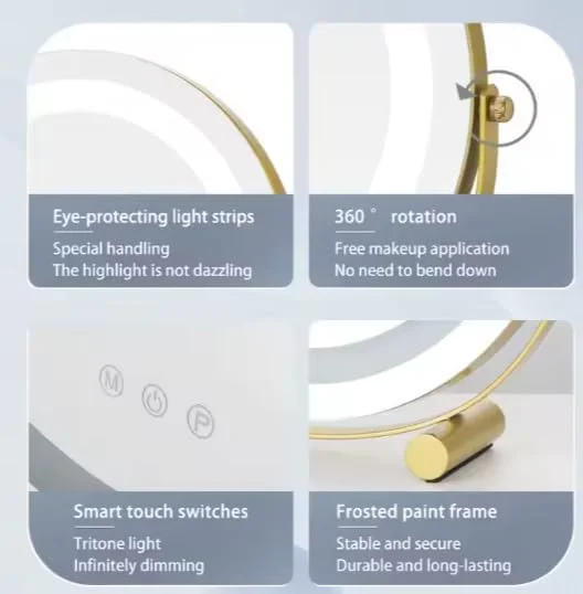 Beauty Lovers Round Vanity Mirror with Lights, 3 Colors Lighted Dimmable LED Makeup Mirror, High-Definition Touch Sensor Control, 360°Rotation (Gold, 40cm) Beauty Lovers Round Vanity Mirror with Lights, 3 Colors Lighted Dimmable LED Makeup Mirror, High-Definition Touch Sensor Control, 360°Rotation (Gold, 40cm)