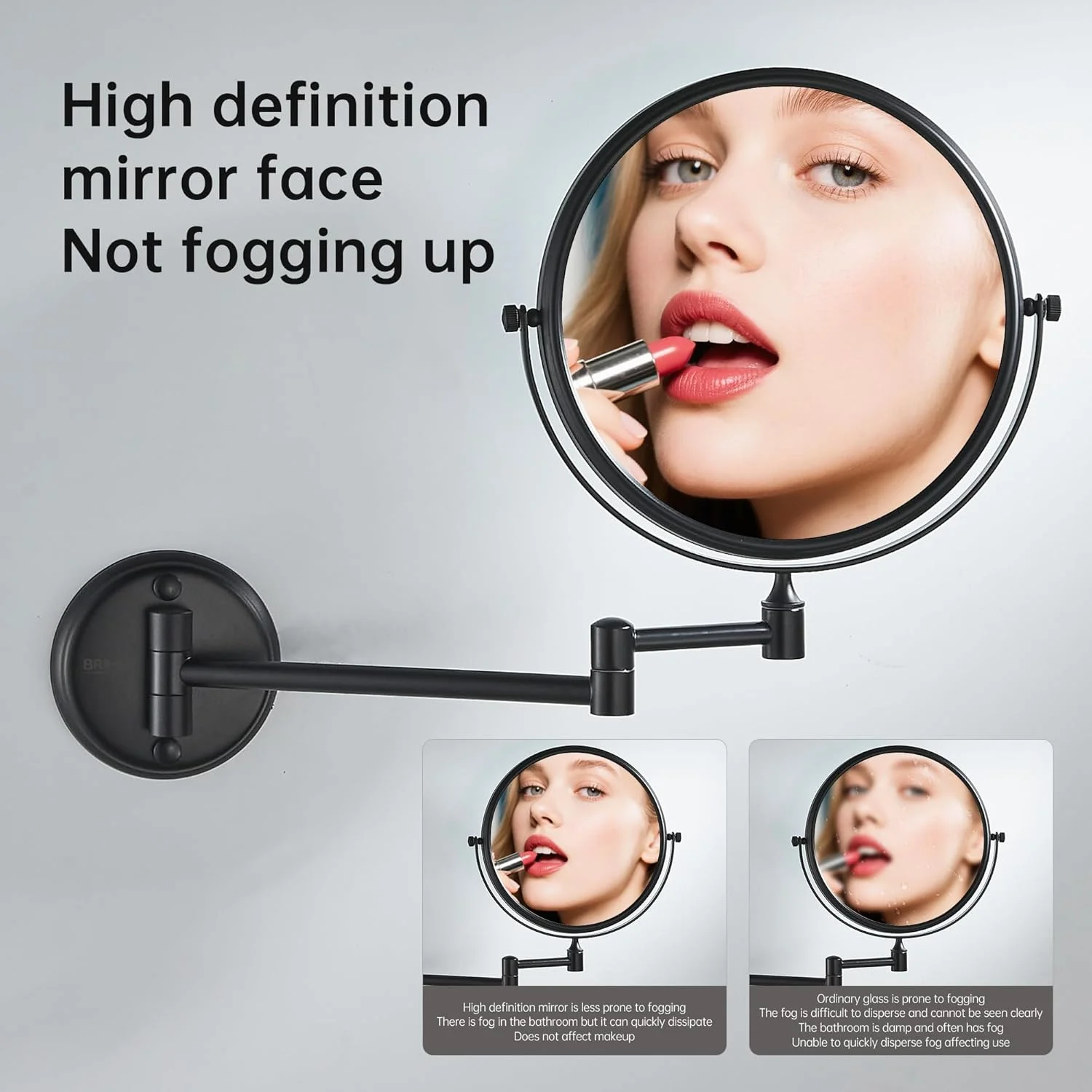آینه اصلاح دیواری BRIMIX، آینه آرایشی و بهداشتی سنگین با دو طرفه برنجی بزرگنمایی برای حمام 8 اینچی (مشکی) آینه اصلاح دیواری BRIMIX، آینه آرایشی و بهداشتی سنگین با دو طرفه برنجی بزرگنمایی برای حمام 8 اینچی (مشکی)