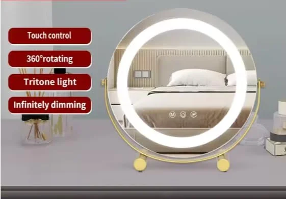 Beauty Lovers Round Vanity Mirror with Lights, 3 Colors Lighted Dimmable LED Makeup Mirror, High-Definition Touch Sensor Control, 360°Rotation (Gold, 40cm) Beauty Lovers Round Vanity Mirror with Lights, 3 Colors Lighted Dimmable LED Makeup Mirror, High-Definition Touch Sensor Control, 360°Rotation (Gold, 40cm)