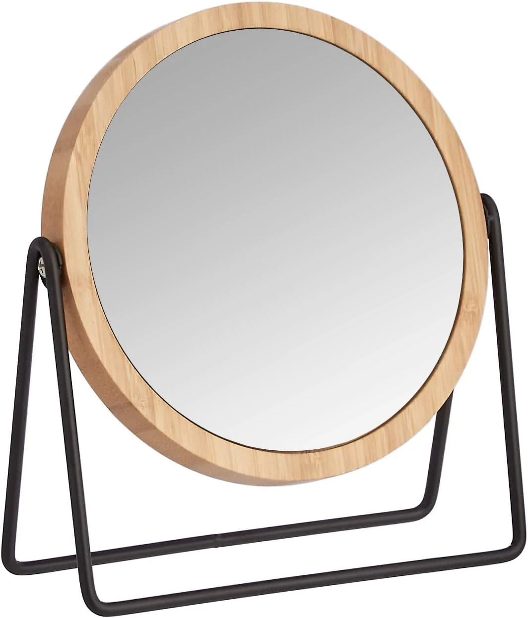 Amazon Basics Round Tabletop Mount Dressing Table Mirror with Silver and Bamboo Rim-1X/5X Magnification, 18.3 x 7.3 x 20.7 cm Amazon Basics Round Tabletop Mount Dressing Table Mirror with Silver and Bamboo Rim-1X/5X Magnification, 18.3 x 7.3 x 20.7 cm