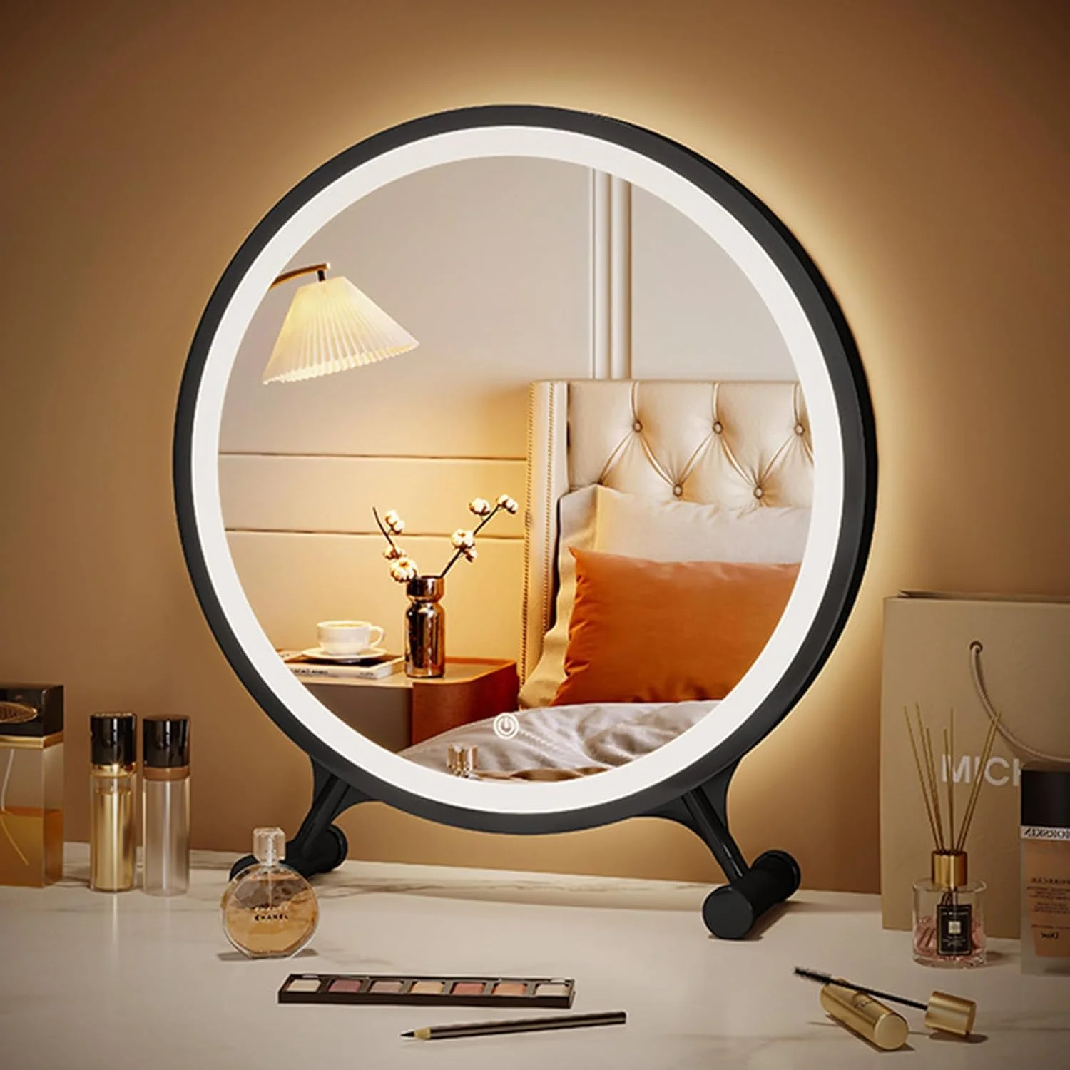 آینه آرایشی چراغ دار Beauenty، آینه آرایش با 3 حالت رنگی، آینه آرایشی دایره ای با چراغ های LED، نور قابل تنظیم لمسی هوشمند، پورت USB، بزرگنمایی آینه آرایشی چراغ دار Beauenty، آینه آرایش با 3 حالت رنگی، آینه آرایشی دایره ای با چراغ های LED، نور قابل تنظیم لمسی هوشمند، پورت USB، بزرگنمایی