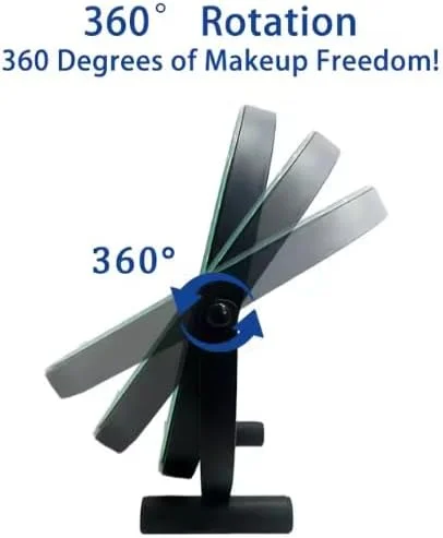 آینه آرایشی گرد با چراغ Beauty Lovers، آینه LED با نور قابل تنظیم در 3 رنگ، کنترل حسگر لمسی با کیفیت بالا، چرخش 360 درجه (مشکی، 50 سانتی متر)