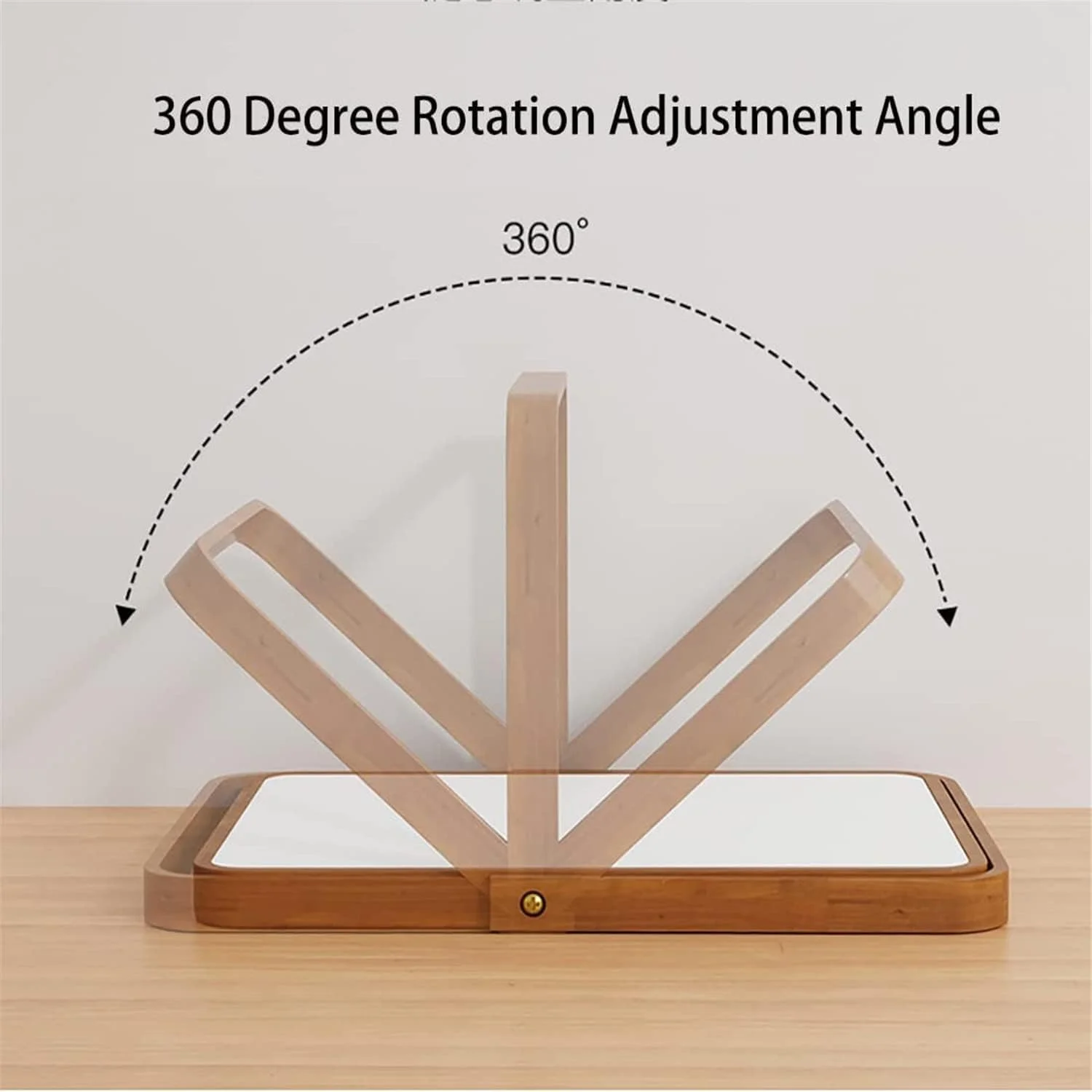 آینه آرایشی رومیزی چوبی Arabest، آینه چرخان 360 درجه تک طرفه، آینه رومیزی قابل حمل، آینه های با کیفیت بالا برای اتاق خواب، اتاق نشیمن و میز آرایش