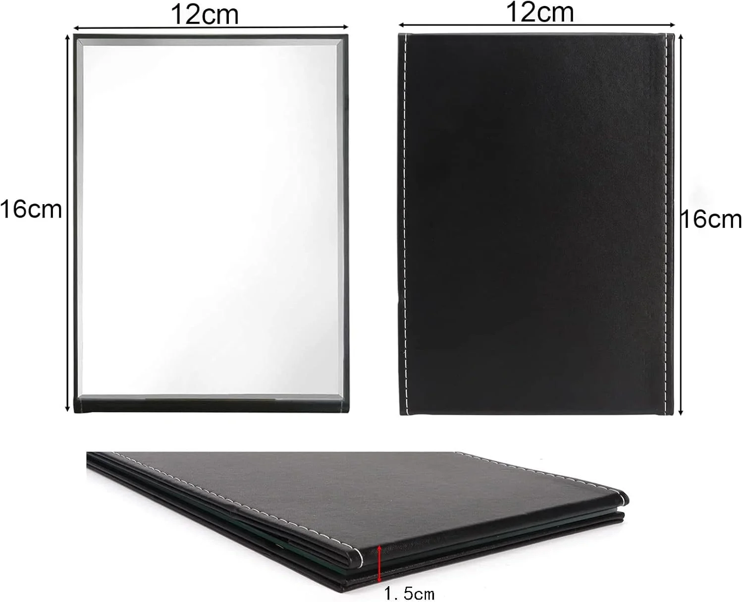 آینه آرایشی تاشو Arabest، آینه چرمی PU قابل حمل، آینه رومیزی شخصی مسافرتی، آینه مستطیلی فوق العاده نازک قابل تنظیم برای میز آرایش مسافرتی اتاق کمپینگ (کوچک (16 طول x 12 عرض))