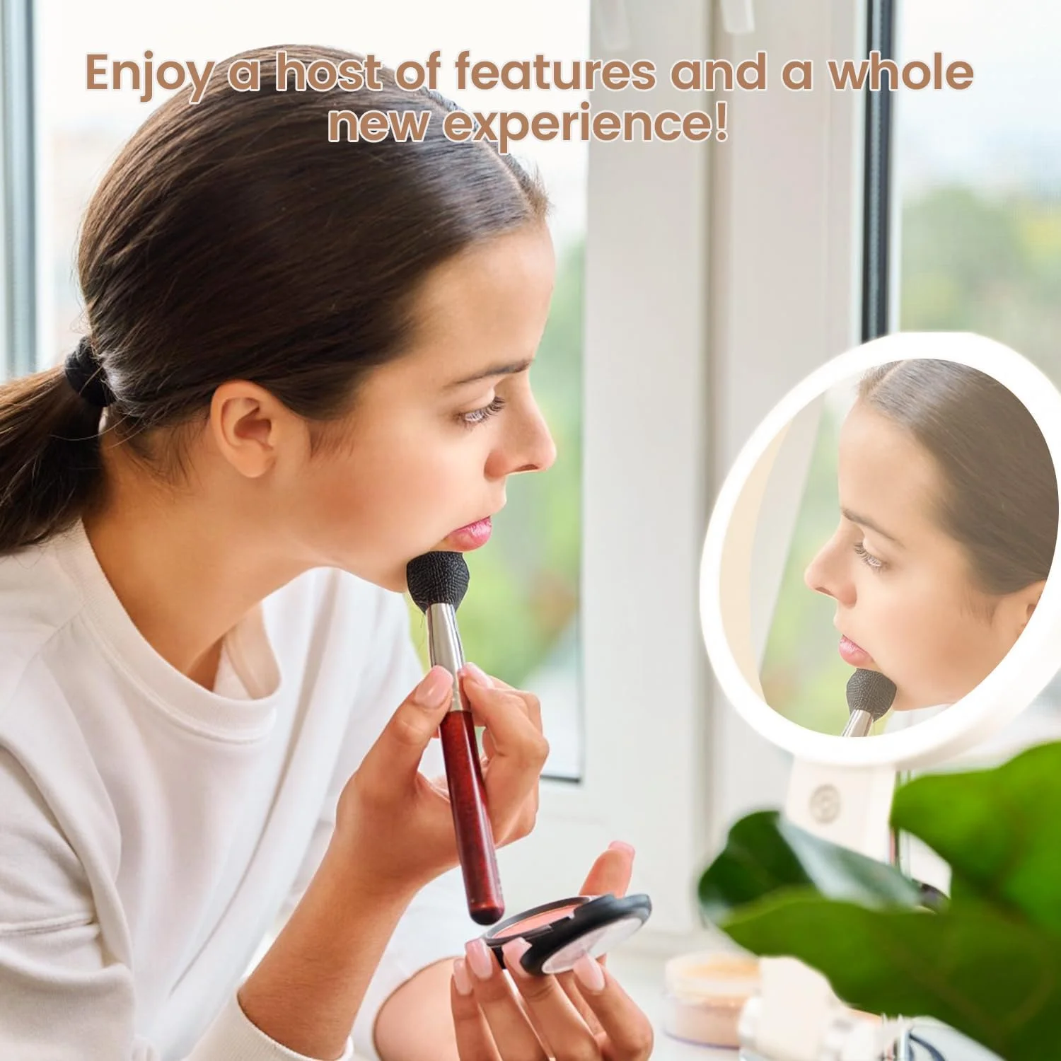 آینه آرایشی چراغ دار AccLoo، آینه دو طرفه شارژی با بزرگنمایی 1X/10X، نورپردازی 3 رنگ، کنترل لمسی و روشنایی قابل تنظیم، هدیه برای خانم ها آینه آرایشی چراغ دار AccLoo، آینه دو طرفه شارژی با بزرگنمایی 1X/10X، نورپردازی 3 رنگ، کنترل لمسی و روشنایی قابل تنظیم، هدیه برای خانم ها