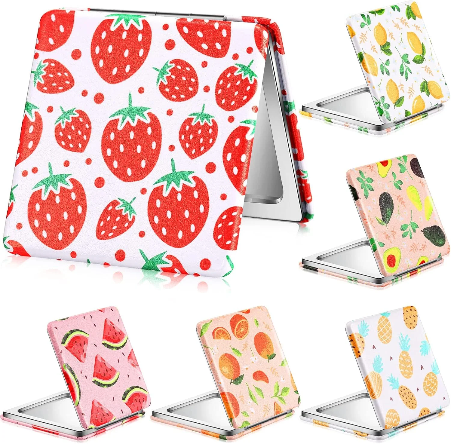 آینه جیبی کوچک Vicenpal با طرح میوه، آینه آرایشی تاشو دو طرفه با قابلیت بزرگنمایی و چرم PU، مناسب برای هدیه به زنان، دختران، مادران و کودکان (طرح میوه) آینه جیبی کوچک Vicenpal با طرح میوه، آینه آرایشی تاشو دو طرفه با قابلیت بزرگنمایی و چرم PU، مناسب برای هدیه به زنان، دختران، مادران و کودکان (طرح میوه)