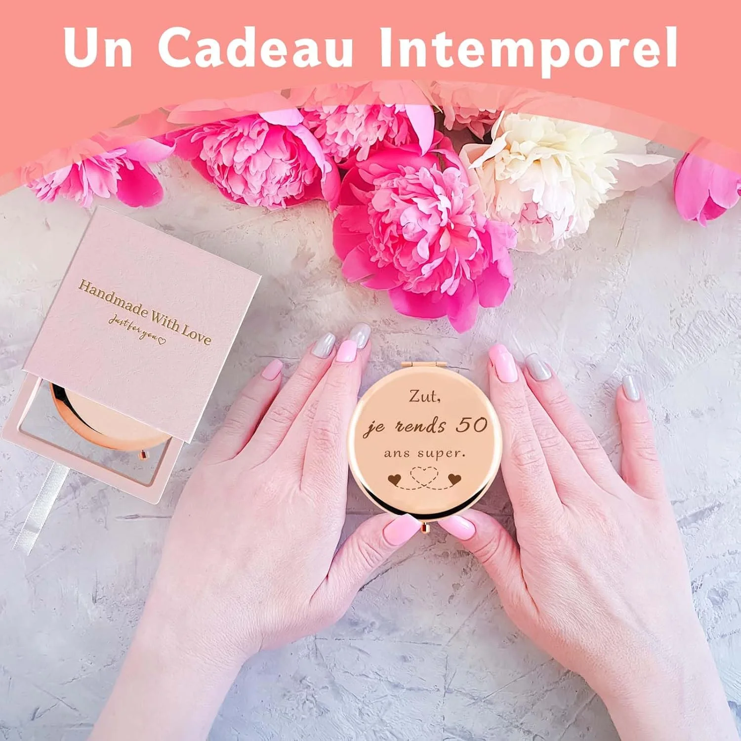 آینه جیبی شیک VivaJoy هدیه تولد 50 سالگی برای زنان - هدیه ای ایده آل برای مادربزرگ، مادر، بهترین دوست، دختر، خواهر