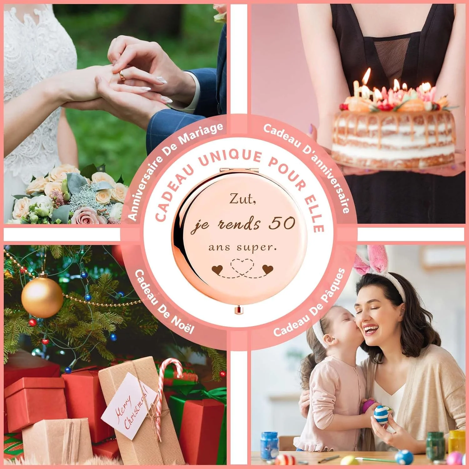 آینه جیبی شیک VivaJoy هدیه تولد 50 سالگی برای زنان - هدیه ای ایده آل برای مادربزرگ، مادر، بهترین دوست، دختر، خواهر