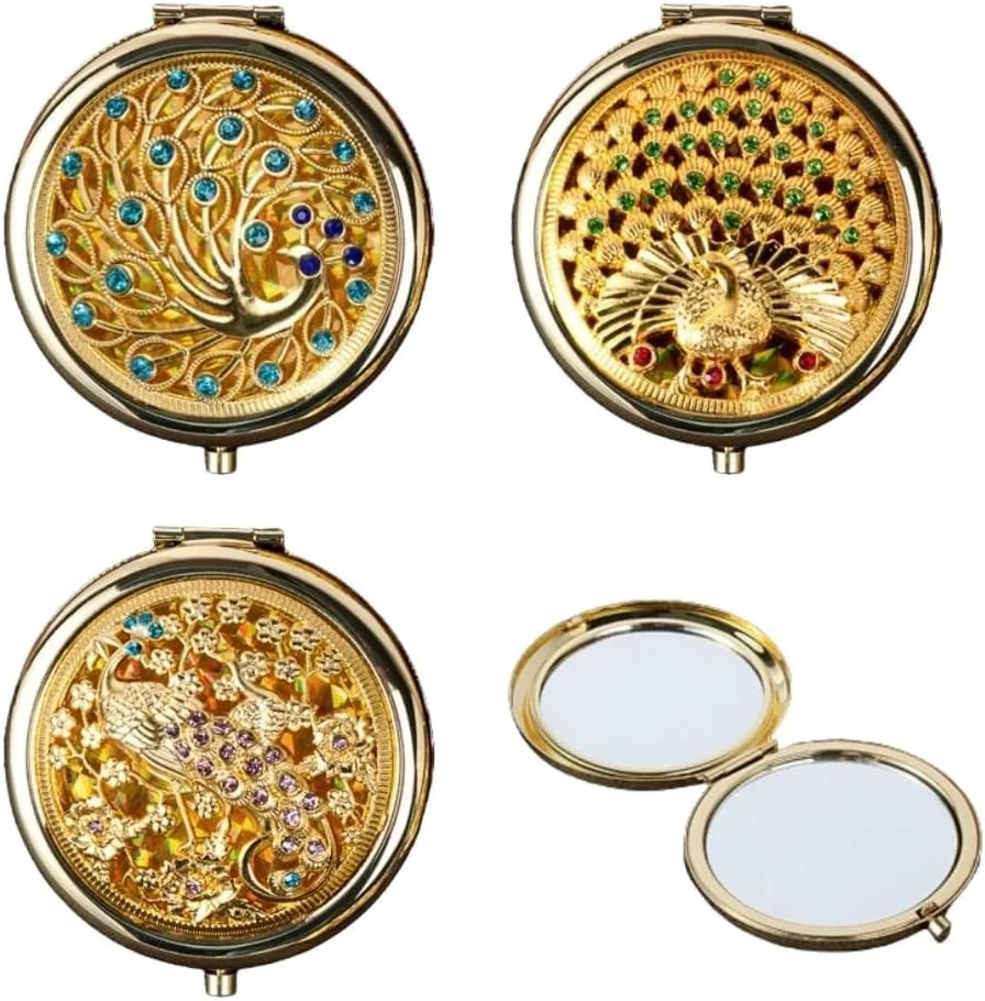آینه های آرایشی تاشو فلزی گرد حکاکی شده قدیمی - بسته 3 عددی آینه های آرایشی قابل حمل با سنگ های تزئینی: هدایای مسافرتی شیک برای زنان و دختران، آینه های کوچک دستی برای کیف (بسته B) آینه های آرایشی تاشو فلزی گرد حکاکی شده قدیمی - بسته 3 عددی آینه های آرایشی قابل حمل با سنگ های تزئینی: هدایای مسافرتی شیک برای زنان و دختران، آینه های کوچک دستی برای کیف (بسته B)