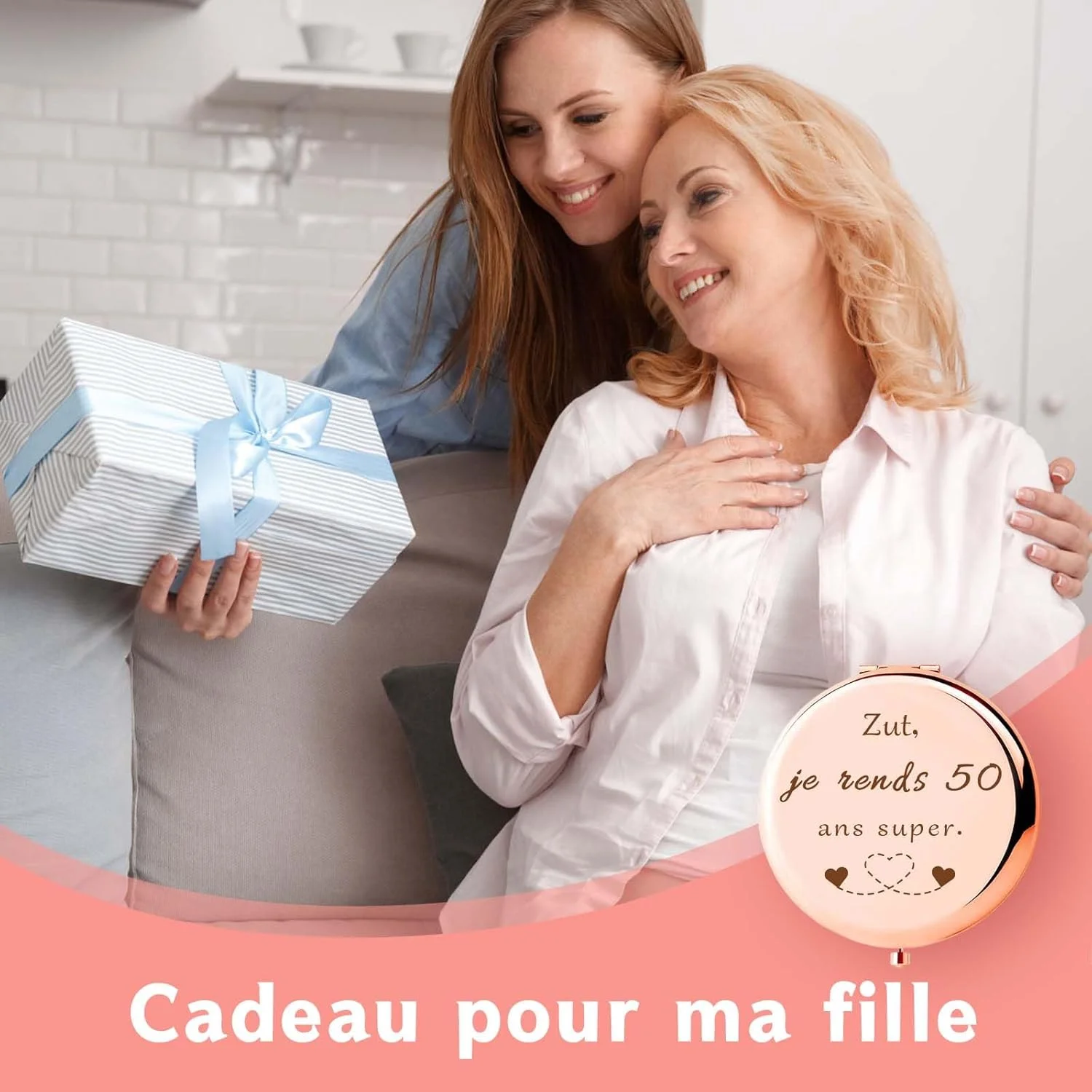 آینه جیبی شیک VivaJoy هدیه تولد 50 سالگی برای زنان - هدیه ای ایده آل برای مادربزرگ، مادر، بهترین دوست، دختر، خواهر