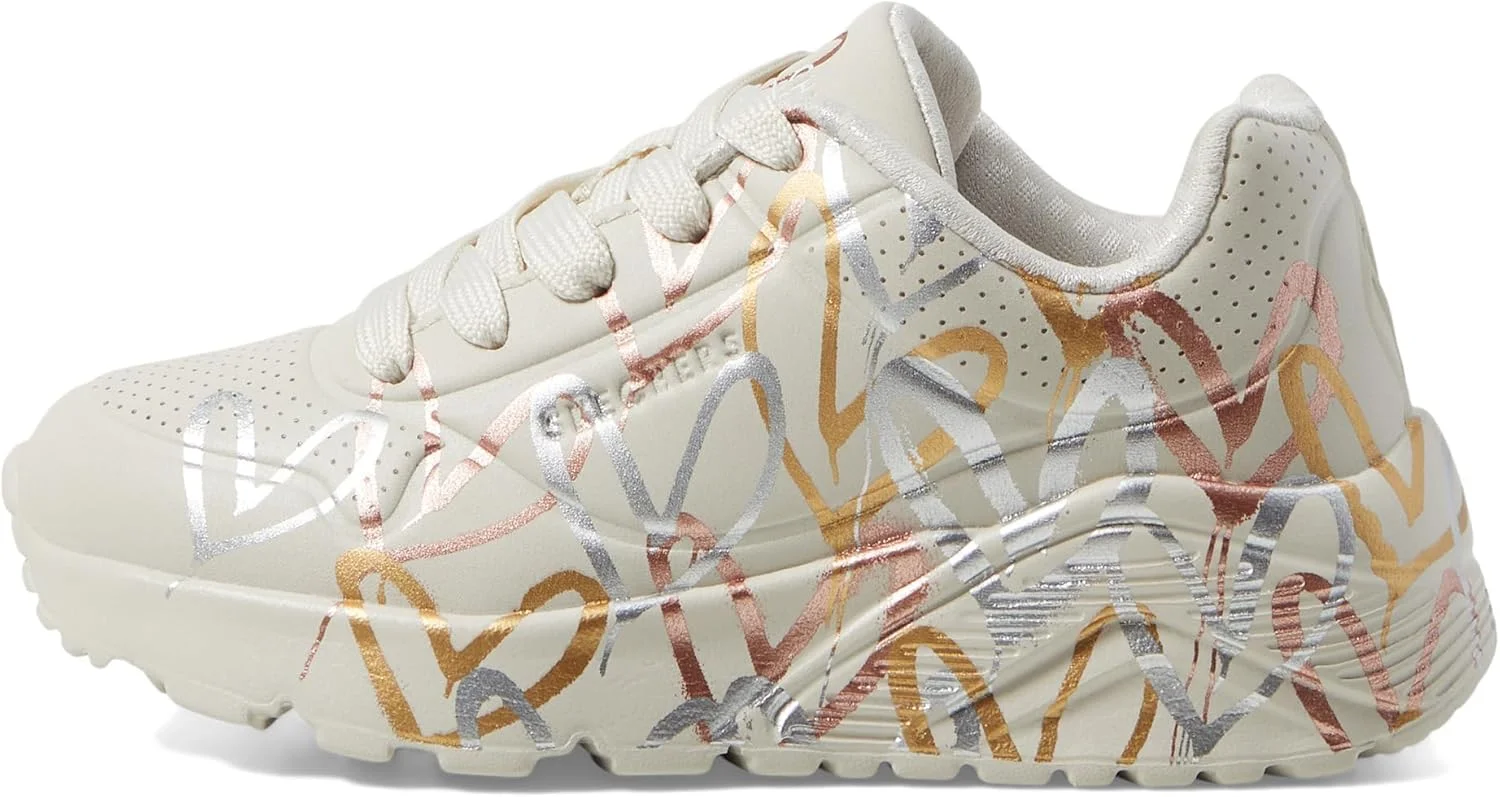 کفش ورزشی دخترانه اسکیچرز مدل Uno Lite-Metallic Love با طرح قلب گرافیتی متالیک جیمز گلدکراون