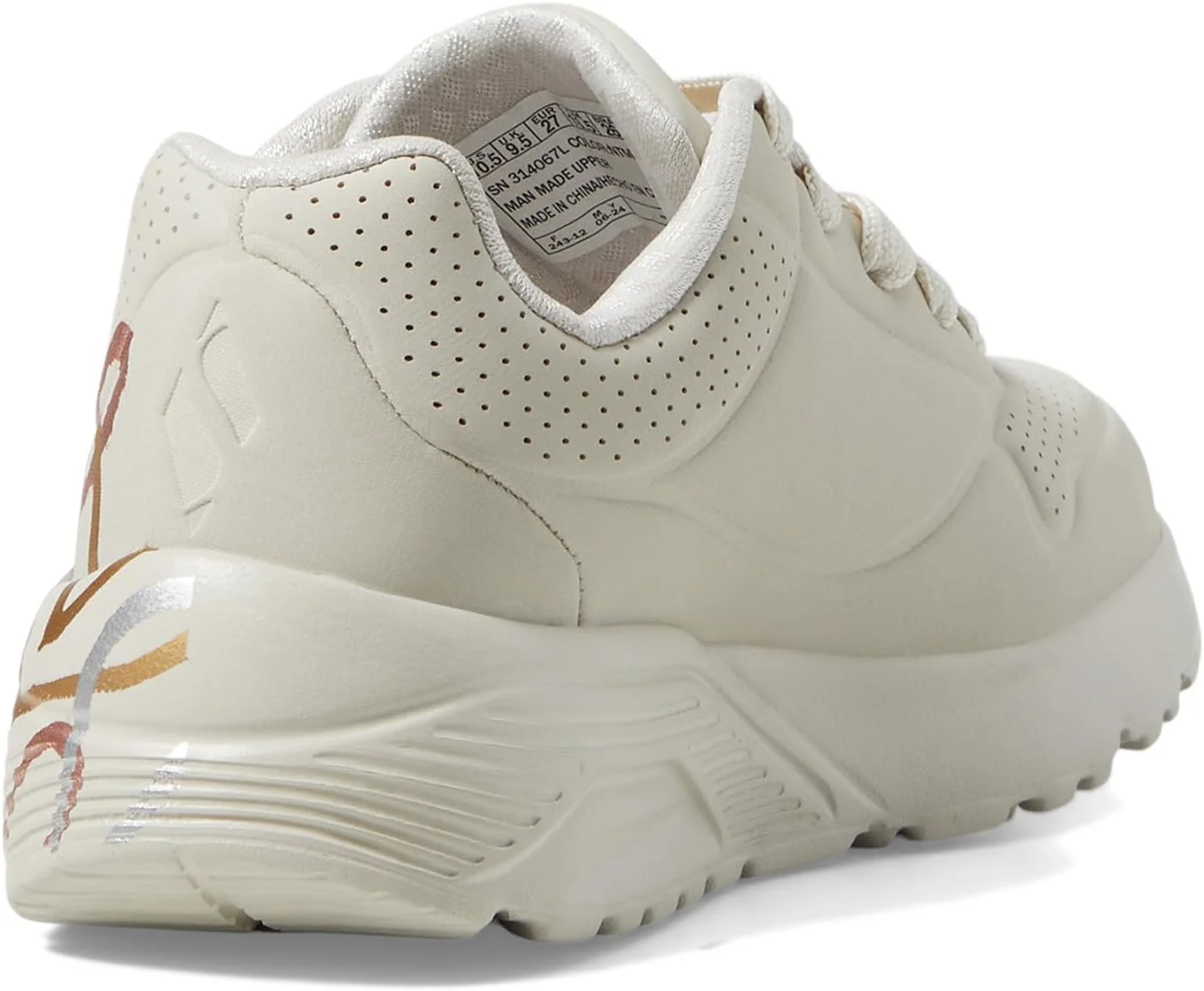 کفش ورزشی دخترانه اسکیچرز مدل Uno Lite-Metallic Love با طرح قلب گرافیتی متالیک جیمز گلدکراون