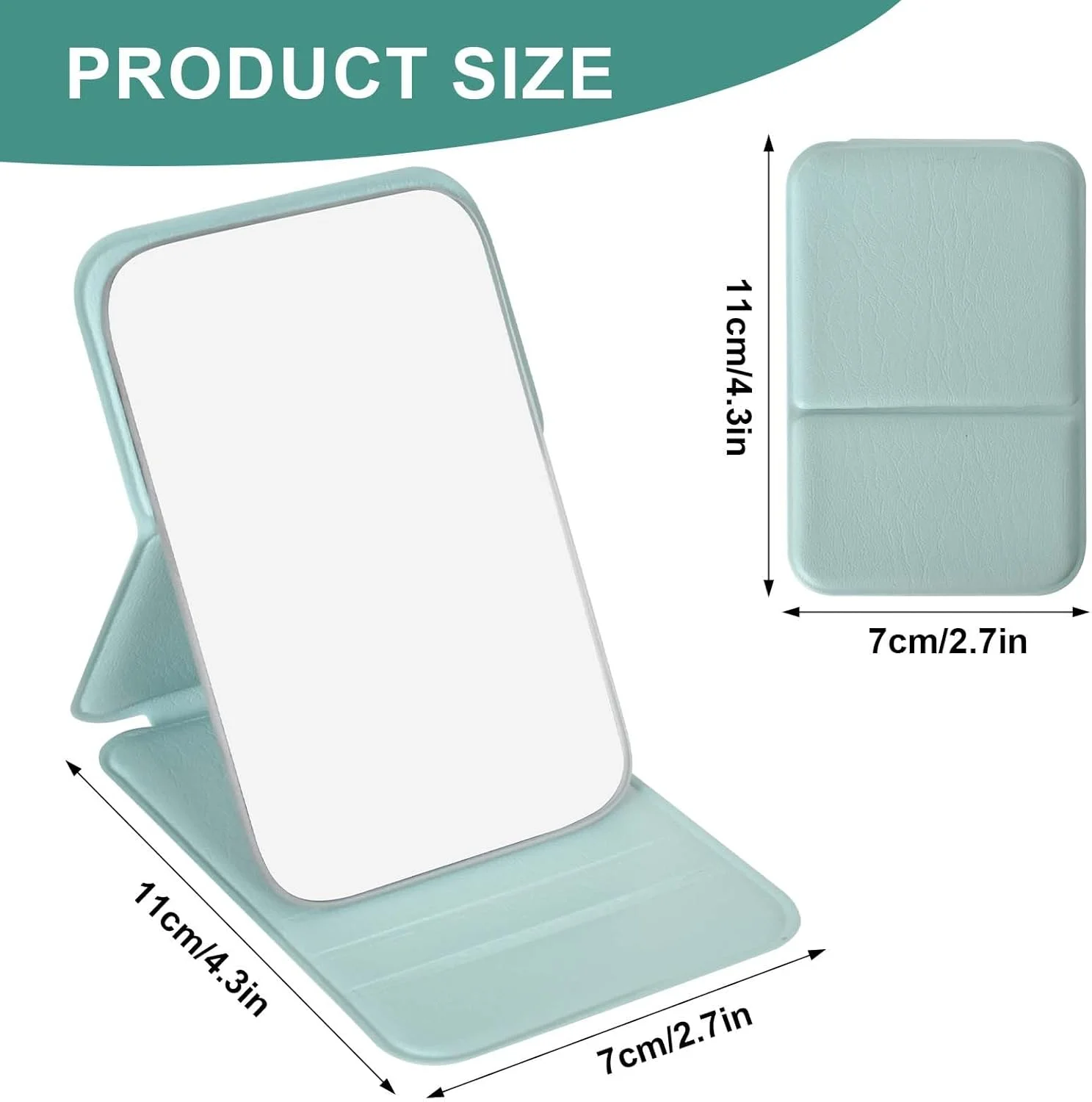 آینه مسافرتی، آینه تاشو با روکش کورتیکال، آینه جیبی، آینه آرایشی کودکان، کوچک، آینه فوق العاده HD قابل حمل، آینه فوق العاده نازک و بادوام، برای استفاده در خانه و مسافرت (سبز)
