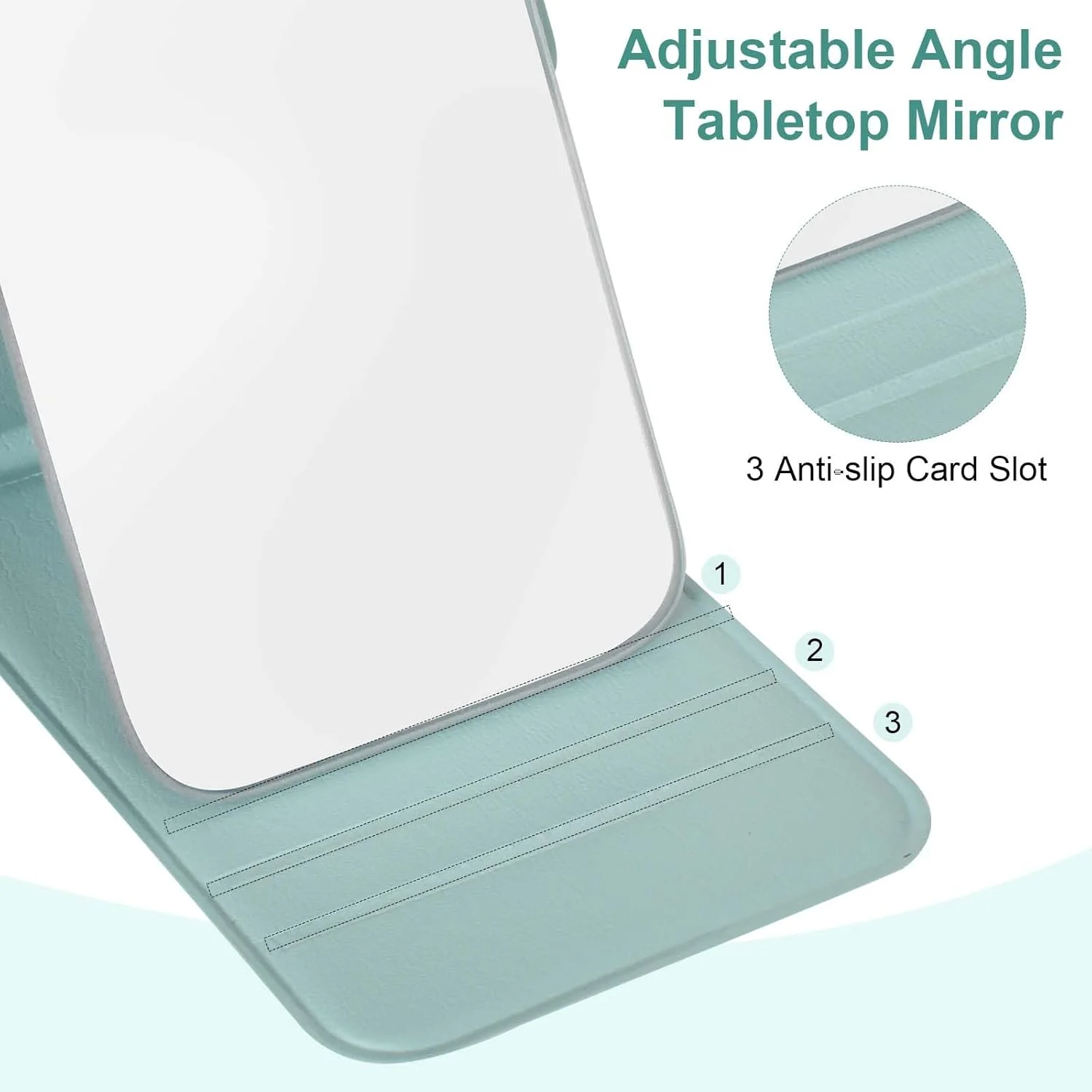 آینه مسافرتی، آینه تاشو با روکش کورتیکال، آینه جیبی، آینه آرایشی کودکان، کوچک، آینه فوق العاده HD قابل حمل، آینه فوق العاده نازک و بادوام، برای استفاده در خانه و مسافرت (سبز)