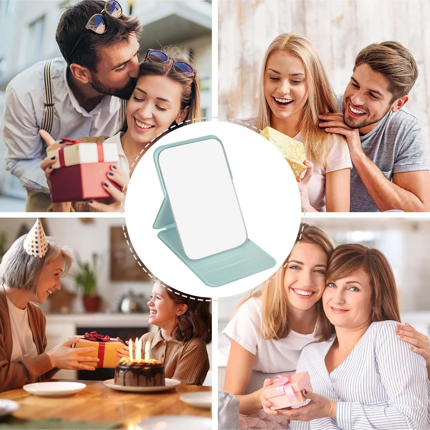 آینه مسافرتی، آینه تاشو با روکش کورتیکال، آینه جیبی، آینه آرایشی کودکان، کوچک، آینه فوق العاده HD قابل حمل، آینه فوق العاده نازک و بادوام، برای استفاده در خانه و مسافرت (سبز)