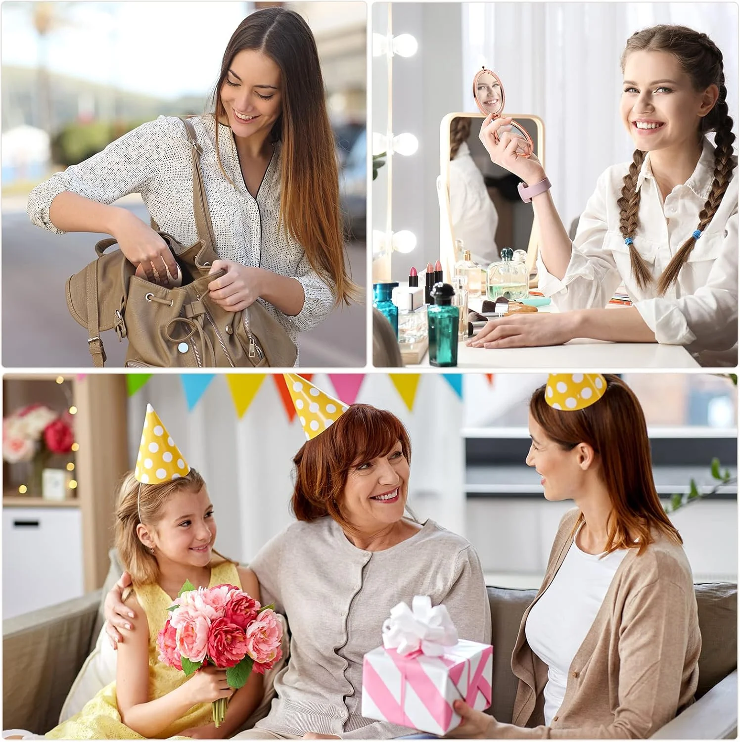 آینه جیبی رووست با طرح الهام بخش، بسته 10 عددی - هدیه ای برای قدردانی از زنان، کارمندان، همکاران و پرسنل خدمات (رزگلد)