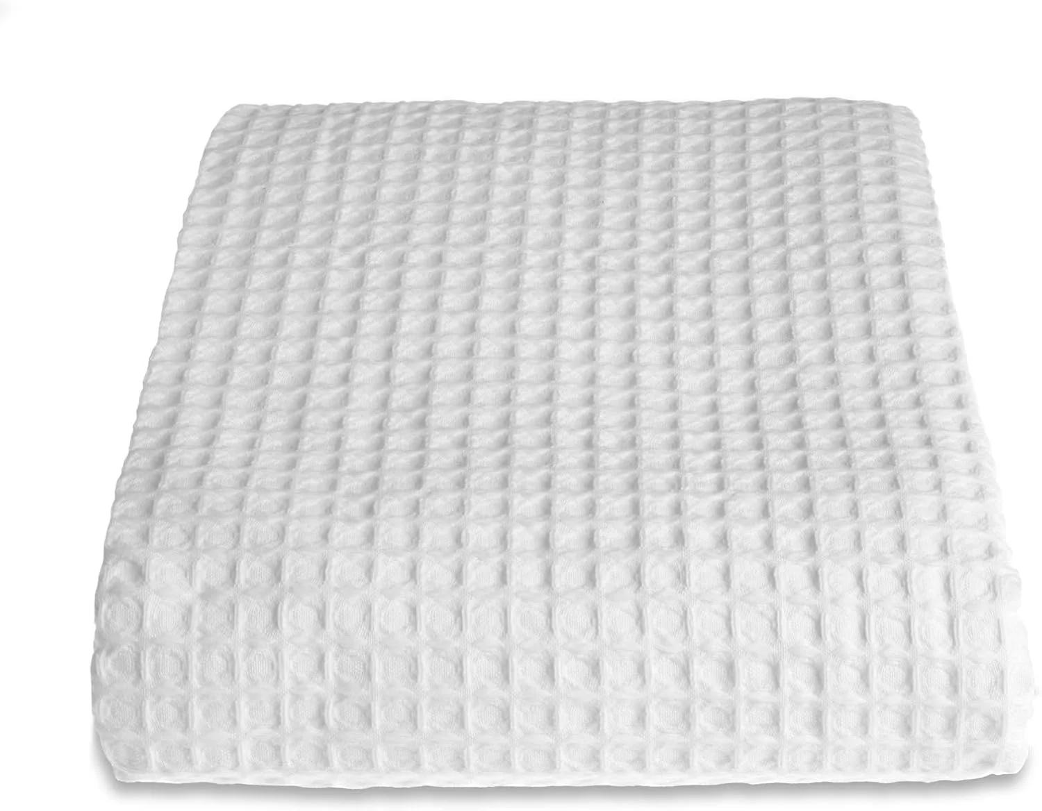 پتوی بافت وافلی Allure Bath Fashions، روتختی دو نفره لوکس 100% پنبه، 175 × 225 سانتی متر (سفید)