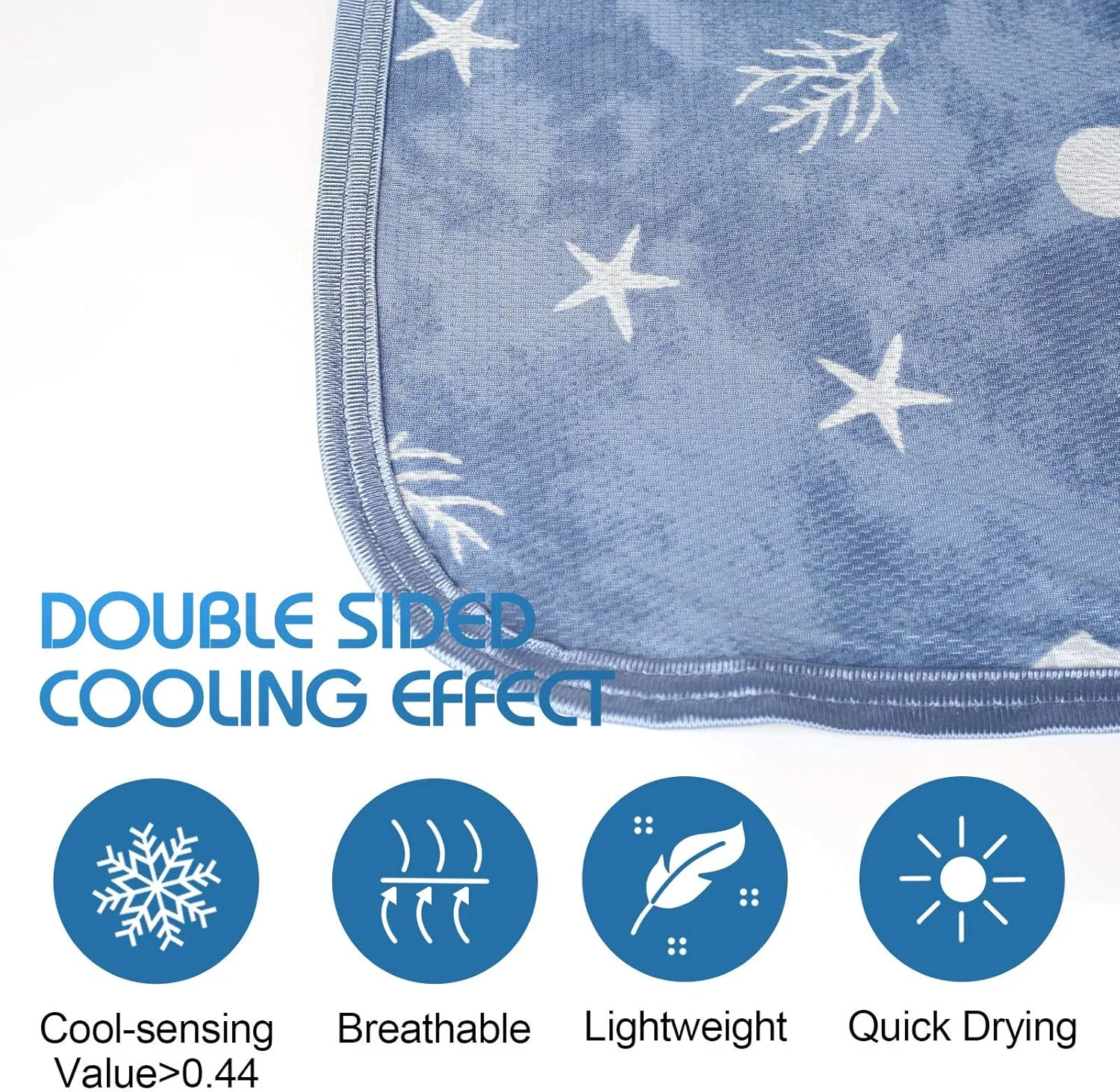 پتوی خنک کننده مستقیم Ailemei با اثر خنک کنندگی دو طرفه، پتوی سبک وزن و تنفسی با طرح ساحلی برای تابستان، انتقال حرارت برای خنک نگه داشتن بدن برای افراد گرمایی و تعریق شبانه، 152x228 سانتی متر