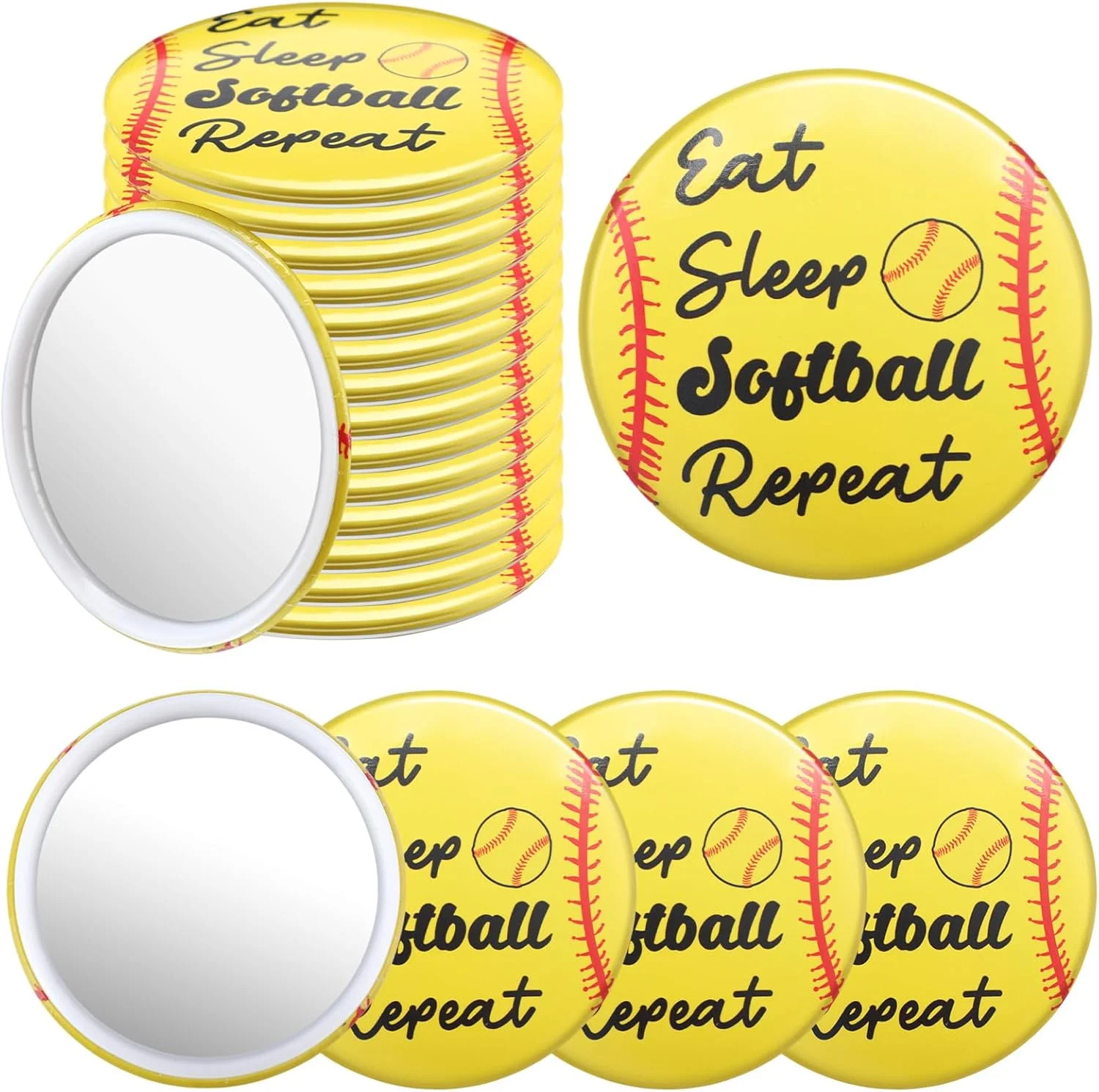 یوکیر 18 عدد آینه جیبی سافت بال، آینه آرایشی گرد، 7 سانتی متر، قابل حمل، مناسب کیف دستی، ایده هدیه برای تیم سافت بال، لوازم جانبی بازیکن دختر یوکیر 18 عدد آینه جیبی سافت بال، آینه آرایشی گرد، 7 سانتی متر، قابل حمل، مناسب کیف دستی، ایده هدیه برای تیم سافت بال، لوازم جانبی بازیکن دختر